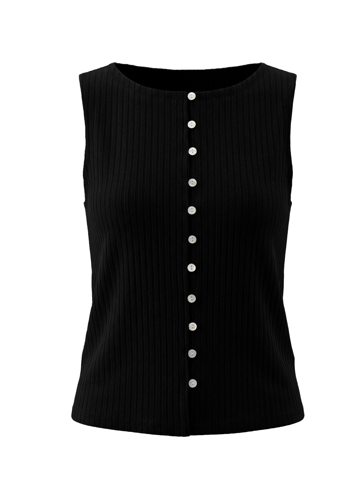 Imily Bela Strickweste Damen Gerippte Westen mit Knopfleiste (Packung, 1-tlg., 1per-Pack) einfarbig