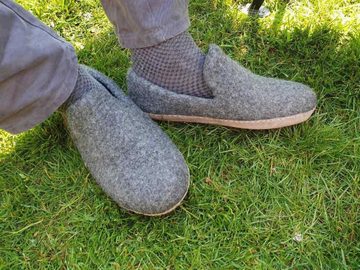WoolFit handgefilzte Mokassin Pantoffeln Hausschuh geeignet bei hohem Spann