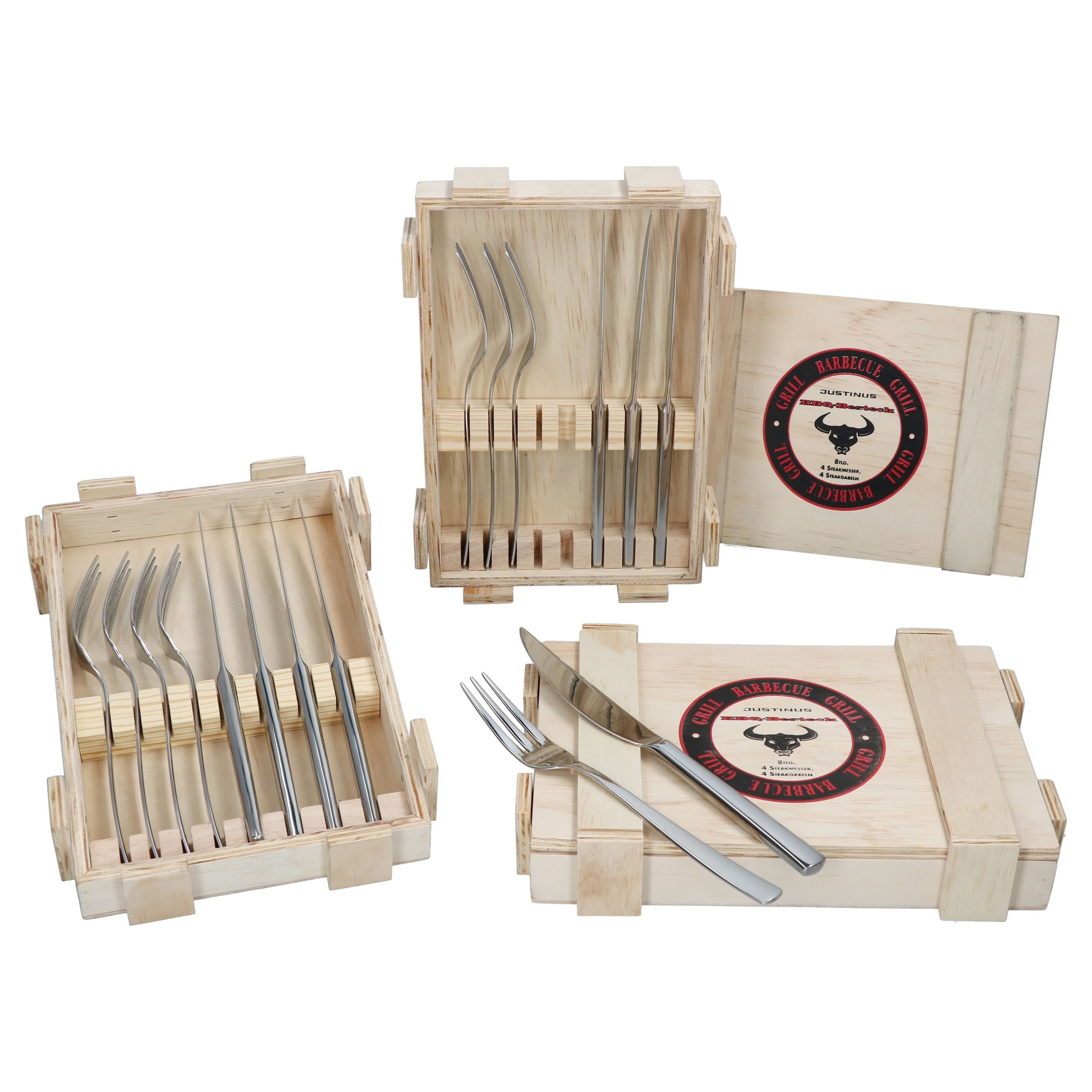 Justinus Besteck-Set Justinus 24tlg BBQ Столовые приборы для стейков-Set für 12 Personen Ножи Gabel, Edelstahl