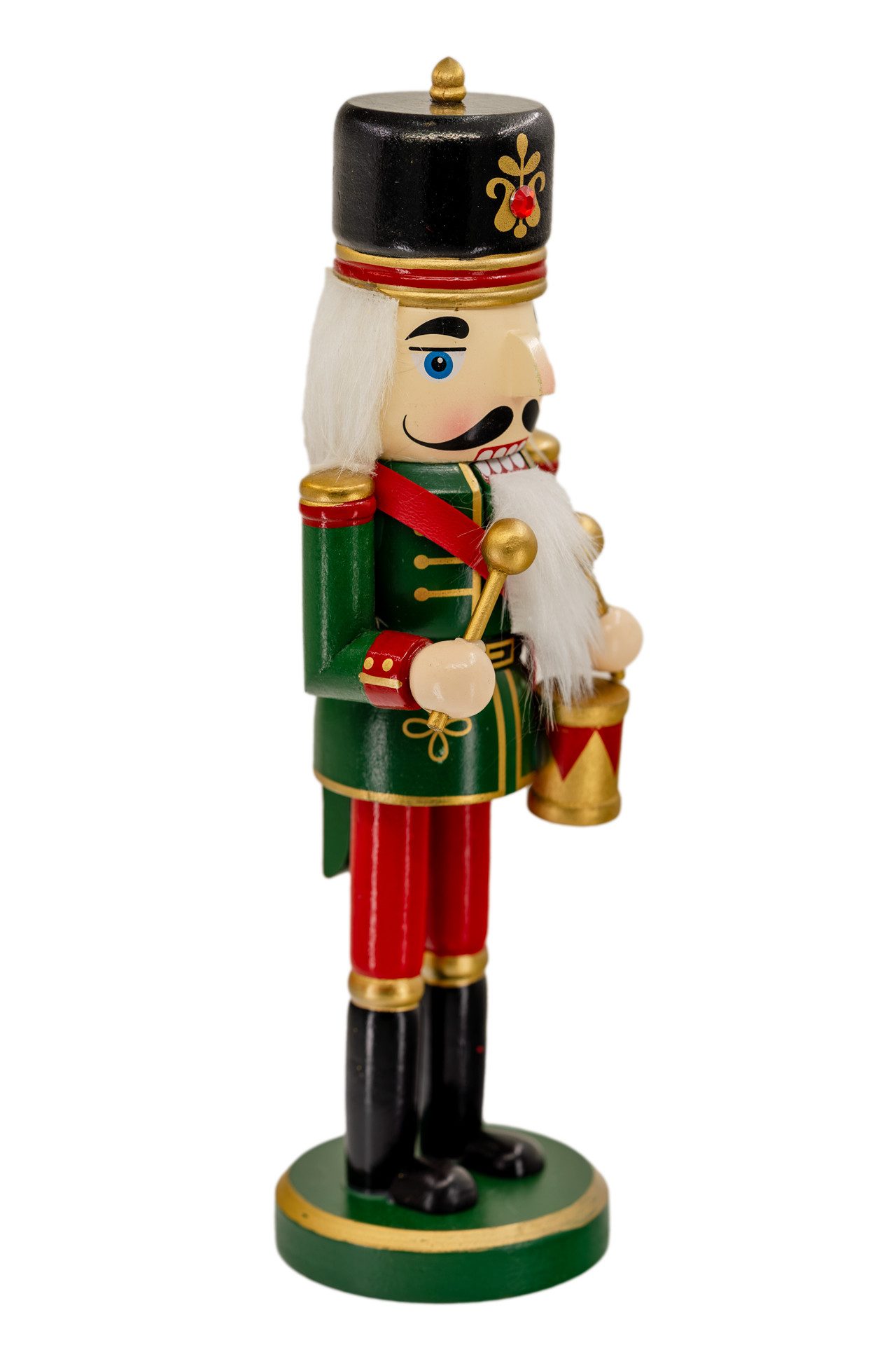 Kaladia Nussknacker Trommler Rot/Grün - ca. 26 cm - als Dekoration für jeden Raum, nostalgische Dekofigur für Sammler, Winterfans und Festtagsbegeisterte