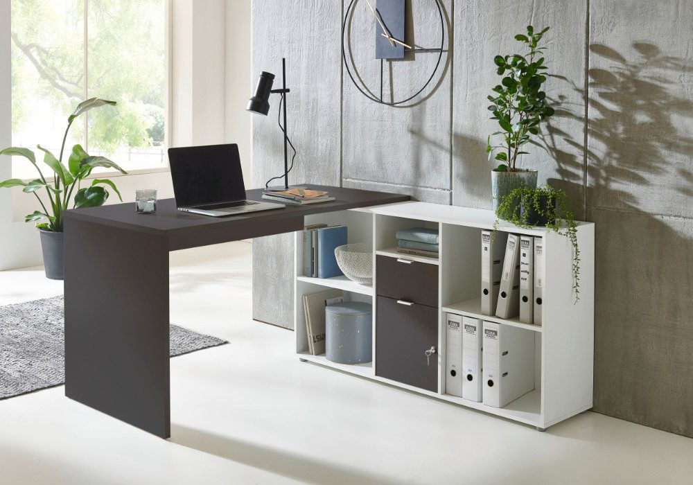 BMG Möbel Eckschreibtisch Lena (mit abschließbarer Tür, Computertisch, Wink günstig online kaufen