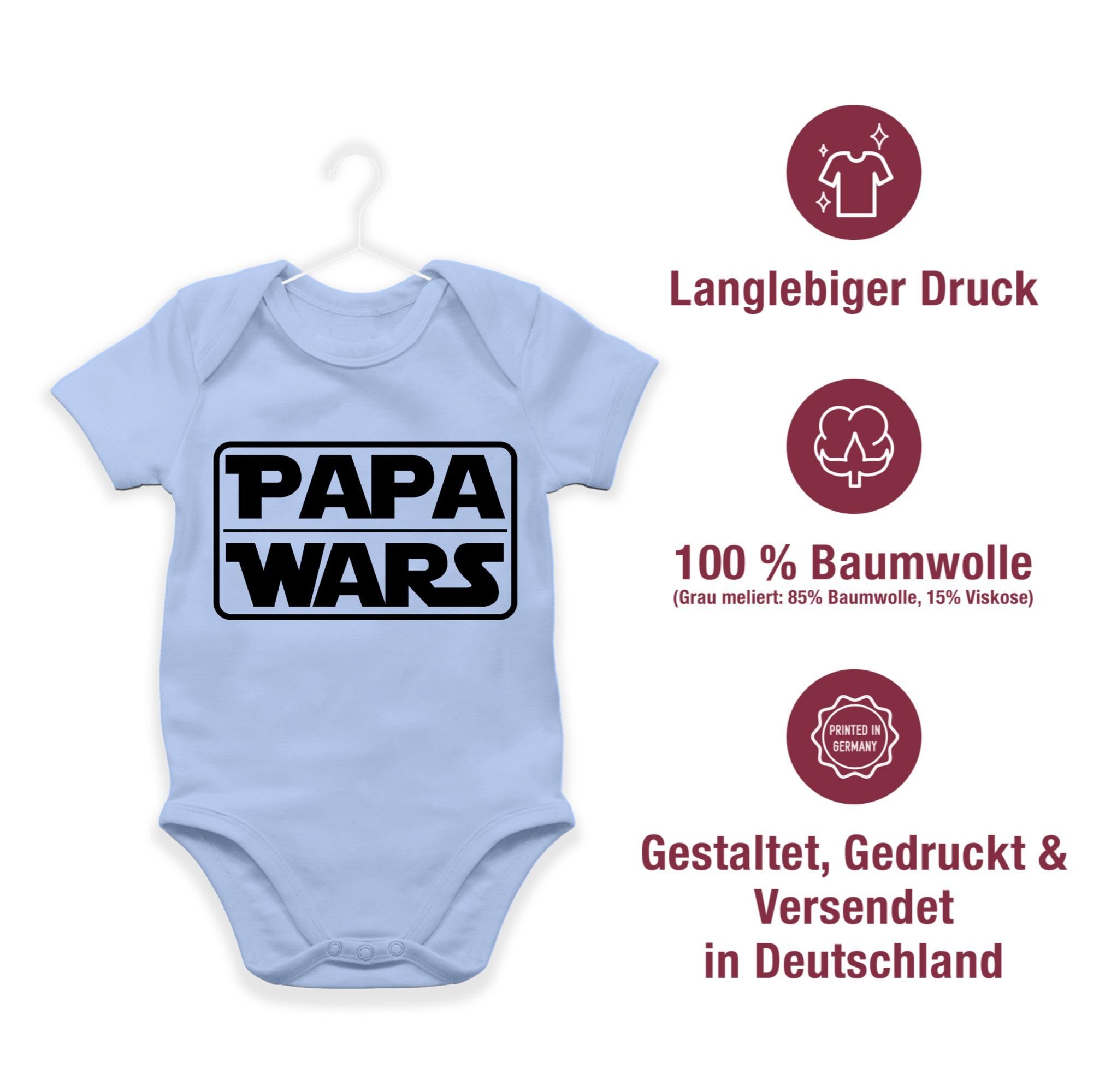 Papa Shirtracer Shirtbody Babyblau 3 Sprüche Baby Wars