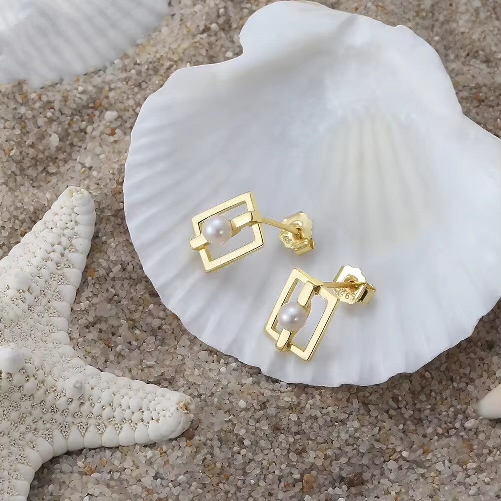 Runde Perlé Perlenohrringe kleine Geometrische Ohrstecker günstig online kaufen