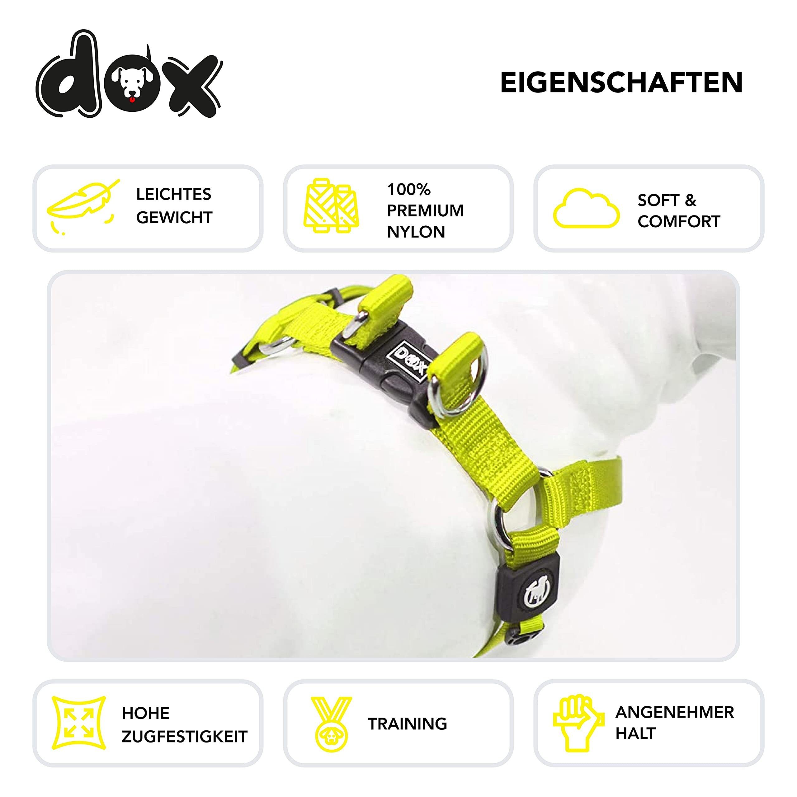 DDOXX Hunde-Geschirr Nylon Hundegeschirr Step-In, Verstellbar,  Ausbruchsicher, Gelb M - 2,0 X 53-77 Cm