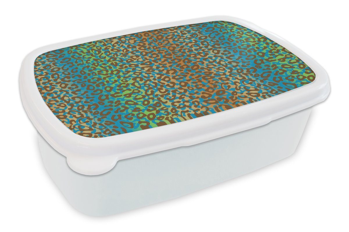 MuchoWow Lunchbox Muster - Panther - Abstrakt, Kunststoff, (2-tlg), Brotbox für Kinder und Erwachsene, Brotdose, für Jungs und Mädchen weiß