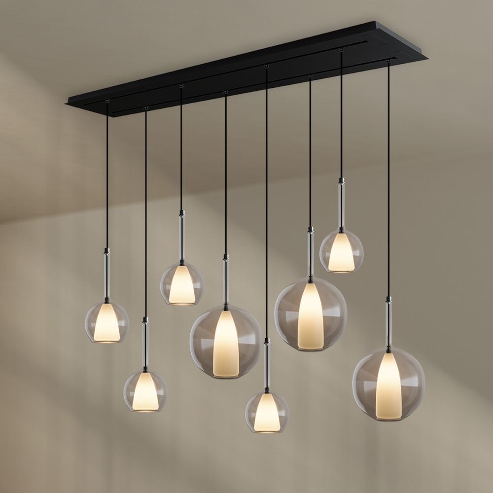 s.luce Pendelleuchte Belluna Esstischleuchte 8-flammig 160cm 2-reihig Klar
