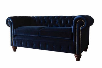 JVmoebel Sofa Blaue Chesterfield englisch klassischer Stil Sofa Couch 3 Sitz Polster, Made In Europe