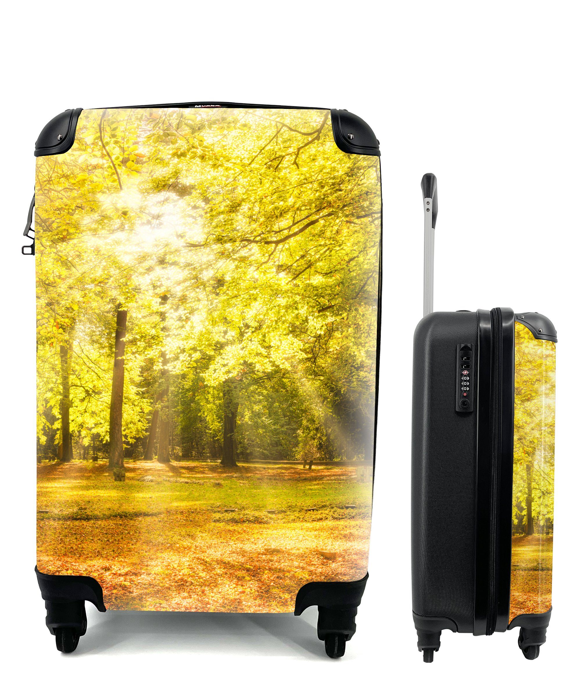 MuchoWow Handgepäckkoffer Baum - Natur - Sonne - Landschaft - Wald, 4 Rollen, Reisetasche mit rollen, Handgepäck für Ferien, Trolley, Reisekoffer | Handgepäck-Koffer