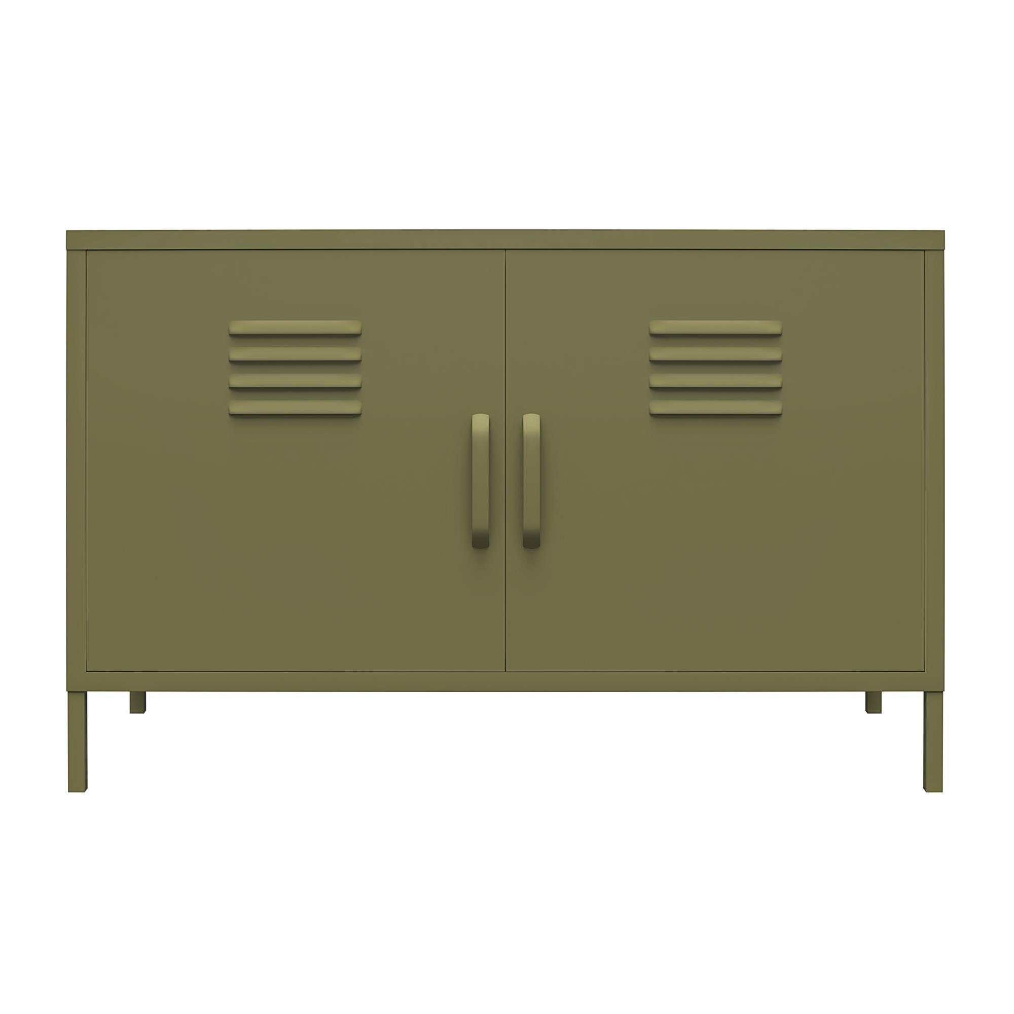 Schrank, cm 100 loft24 olivegrün Spint Retro Metall, Anrichte, Look, Türen, Sideboard Breite 2 Bradford,