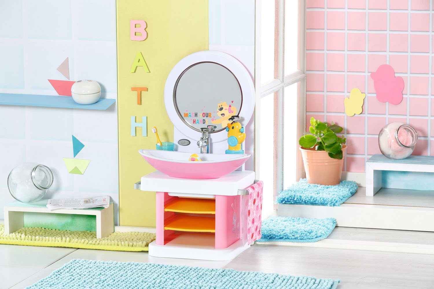 Creation® Zapf mit Bath, Licht- Baby Puppenwaschtisch Soundeffekten und Born