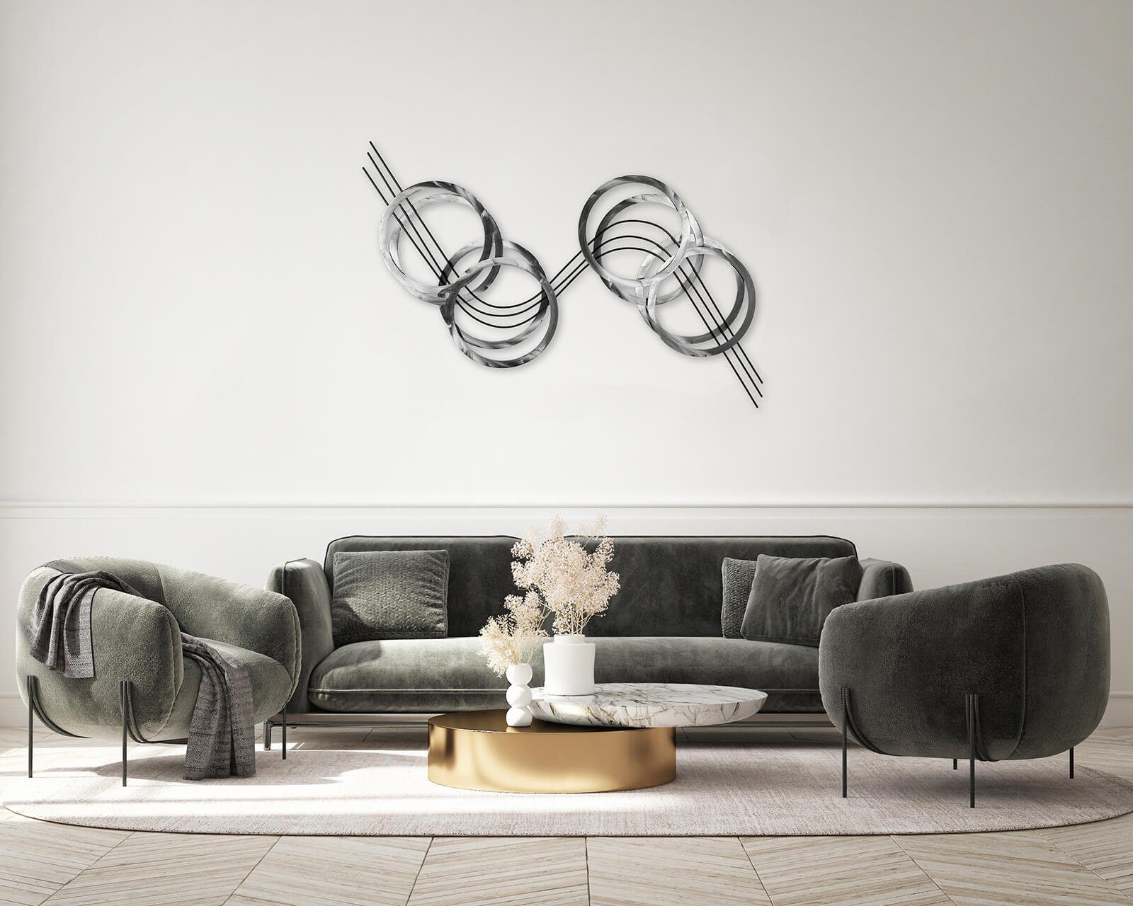 KUNSTLOFT Wanddekoobjekt Brandished 115x67x5 cm, handgefertigte Wanddeko Metall