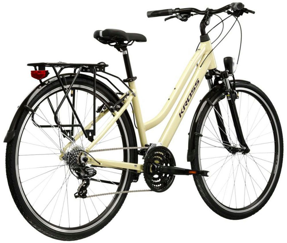 Kross Trekkingrad Damen-Trekkingrad 28" Trans 1.0 Natur 21 Gänge, 21 Gang Shimano TOURNEY TY300 Schaltwerk, Kettenschaltung