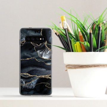 DeinDesign Handyhülle Glitzer Look Marmor Trends Dark marble gold Glitter look, Samsung Galaxy S10 Plus Silikon Hülle Bumper Case Handy Schutzhülle