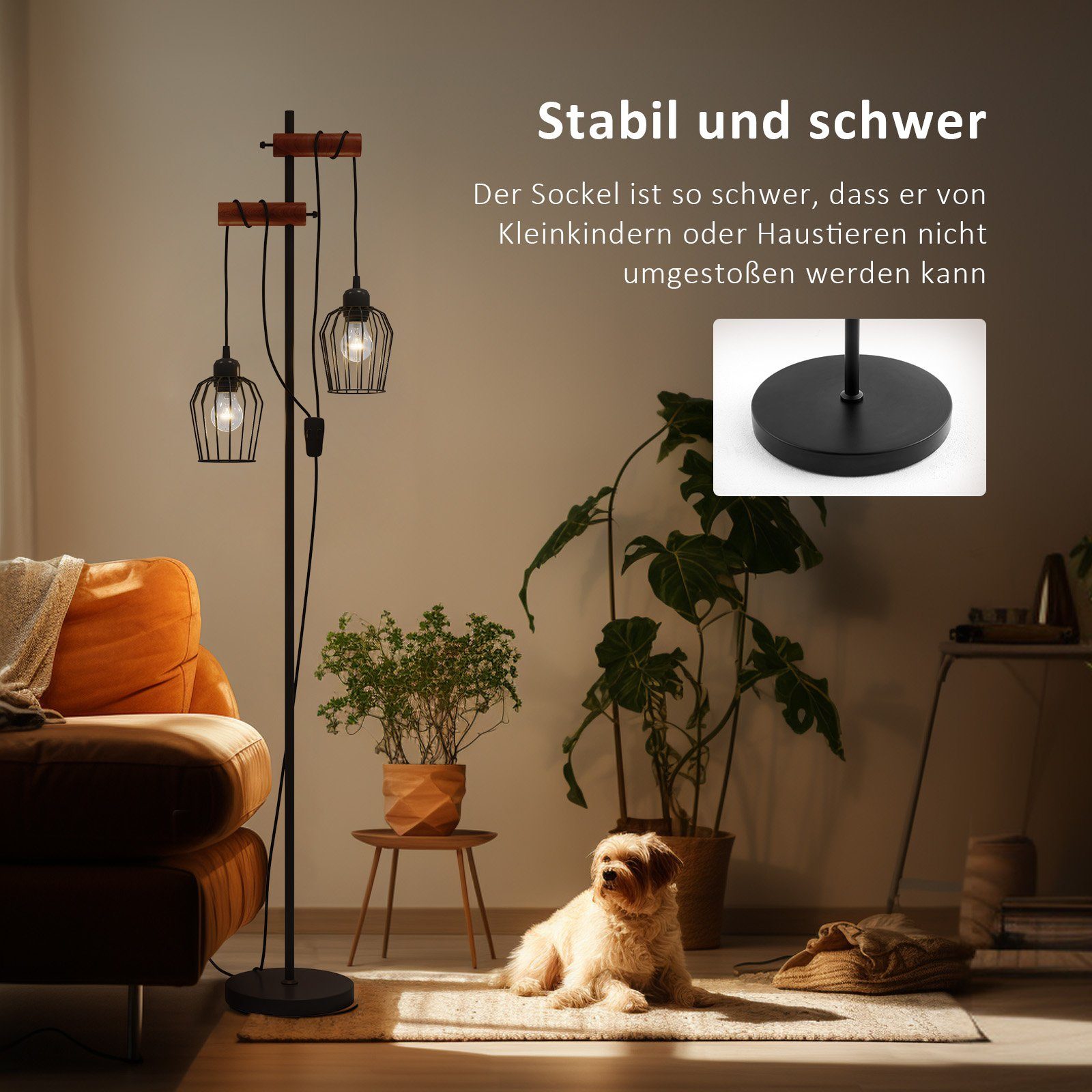 EMKE Stehlampe Retro Design Schwarz Vintage günstig online kaufen