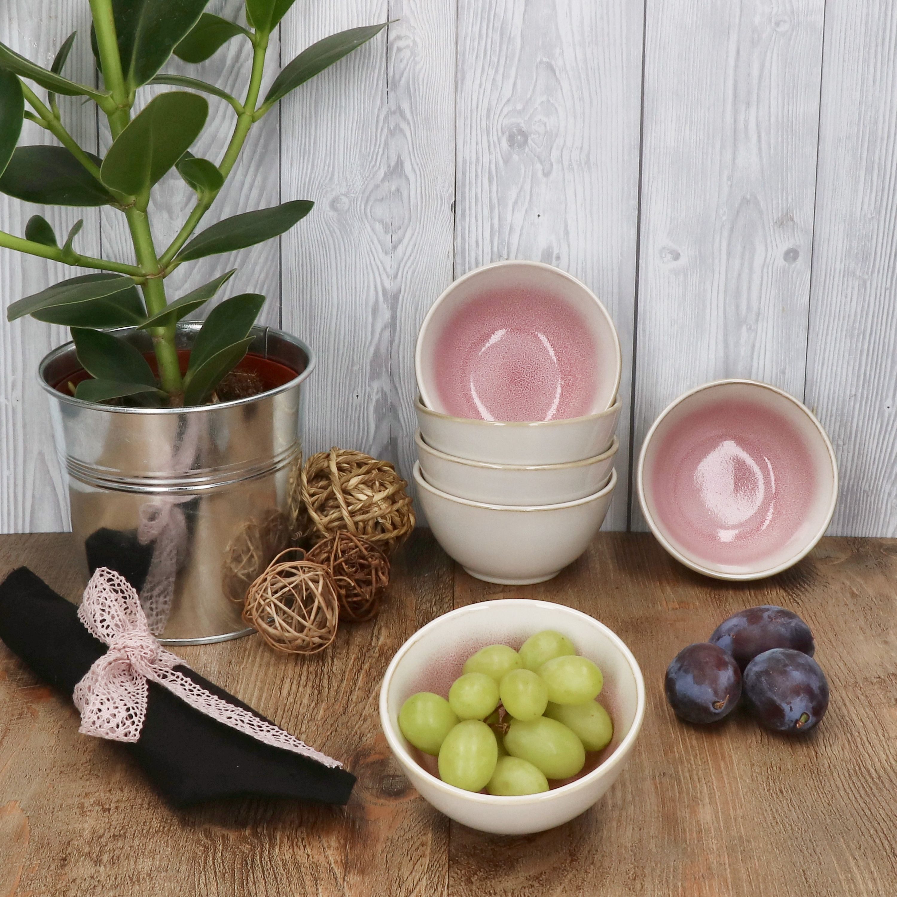 MamboCat Dessertschale 6er Set Reactive Glaze Paris Schale 150ml Pink Schälchen Dessert, Steingut