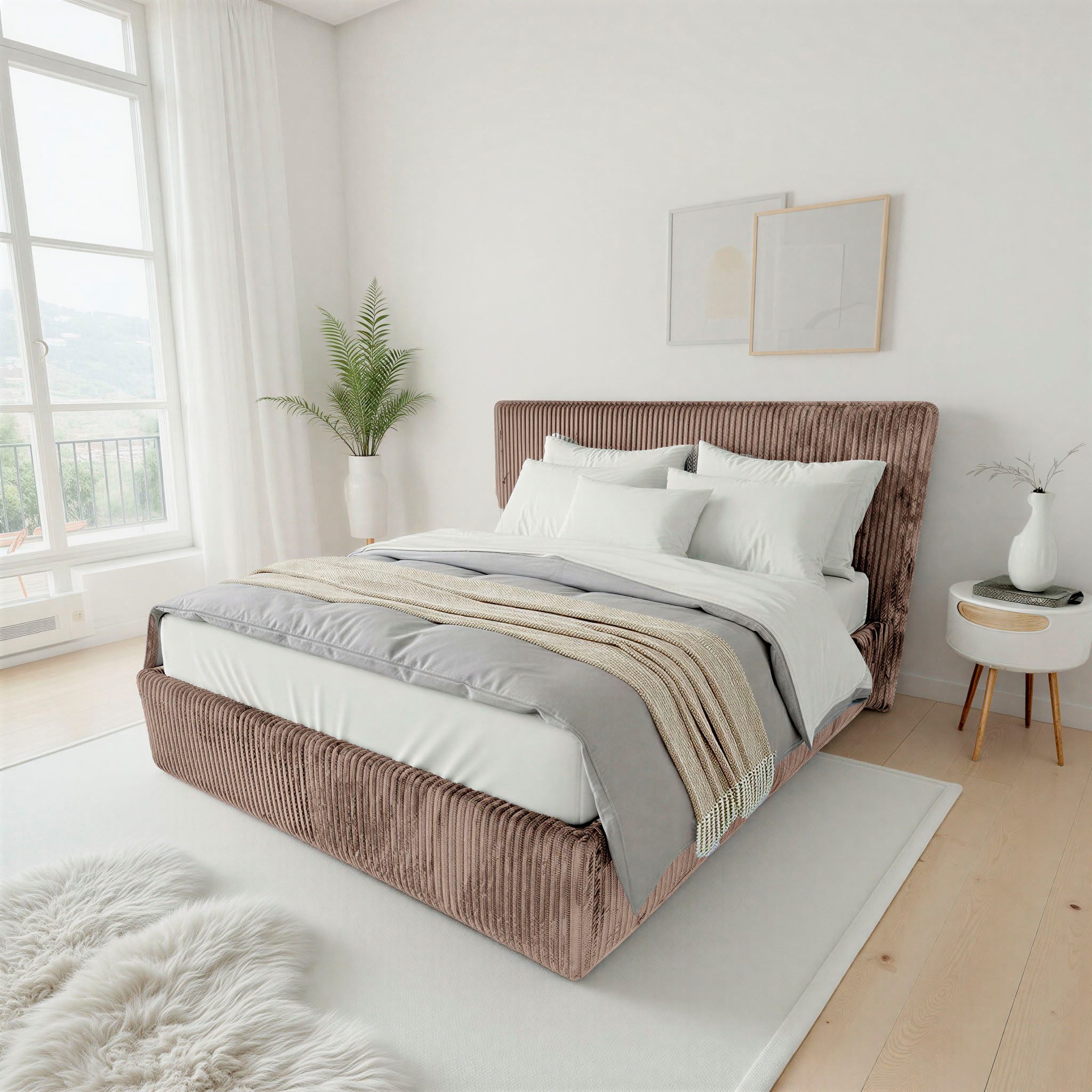 OTTO home Polsterbett AVVRA wahlweise mit Lattenrost und King-Matratze H3 (28cm), mit flauschigen Breitcord-Bezug, Liegefläche 180x200cm – Bild 3 von 5