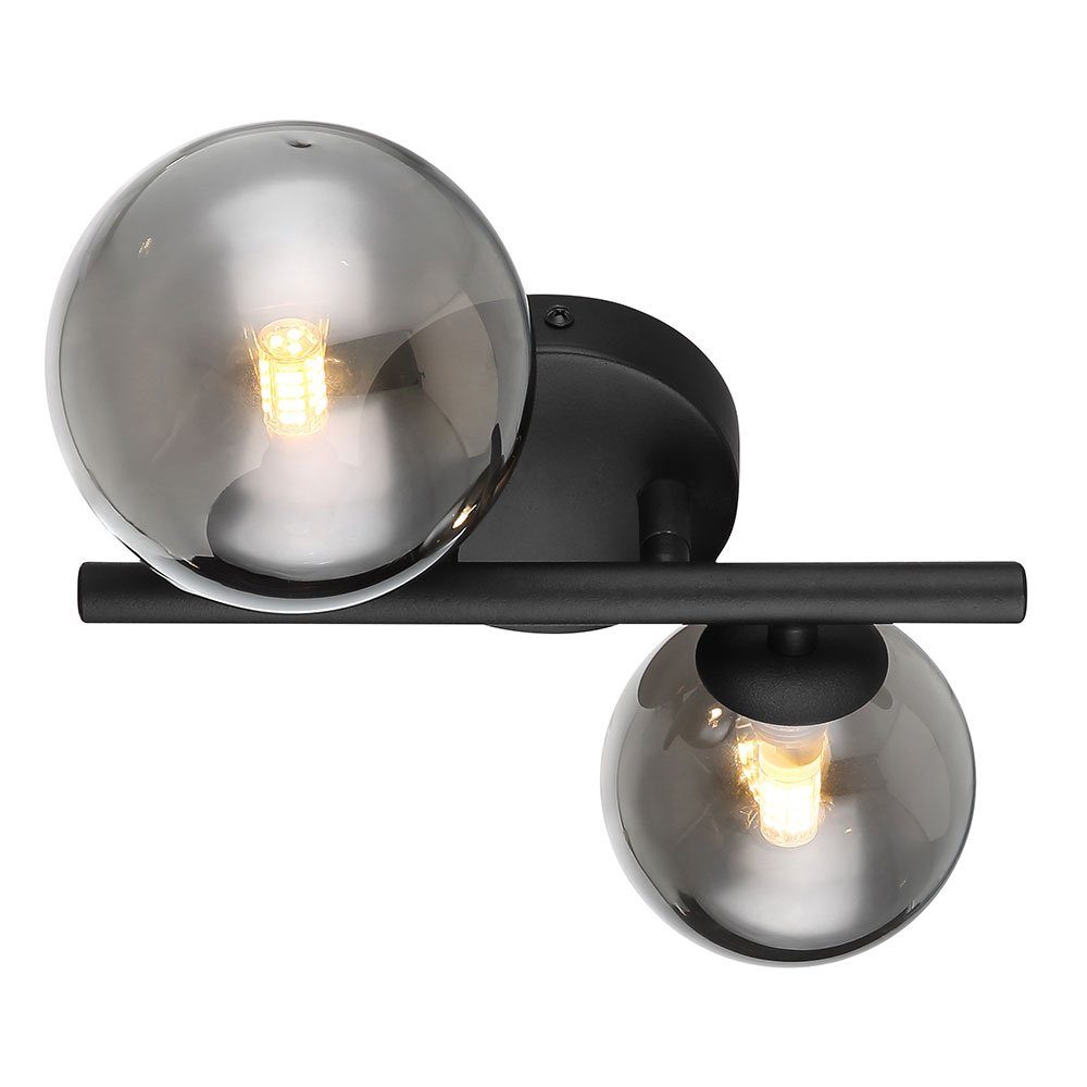 Globo LED Wandleuchte, Leuchtmittel inklusive, L LED Glas Wandleuchte Metall Schlafzimmerlampe 24cm Warmweiß, rauch Flurleuchte