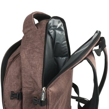 CampFeuer Picknickrucksack Freizeitrucksack 32-teilig, Picknickset für 4 Personen, braun meliert (32-tlg), Inkl. abnehmbarer Flaschenhalter