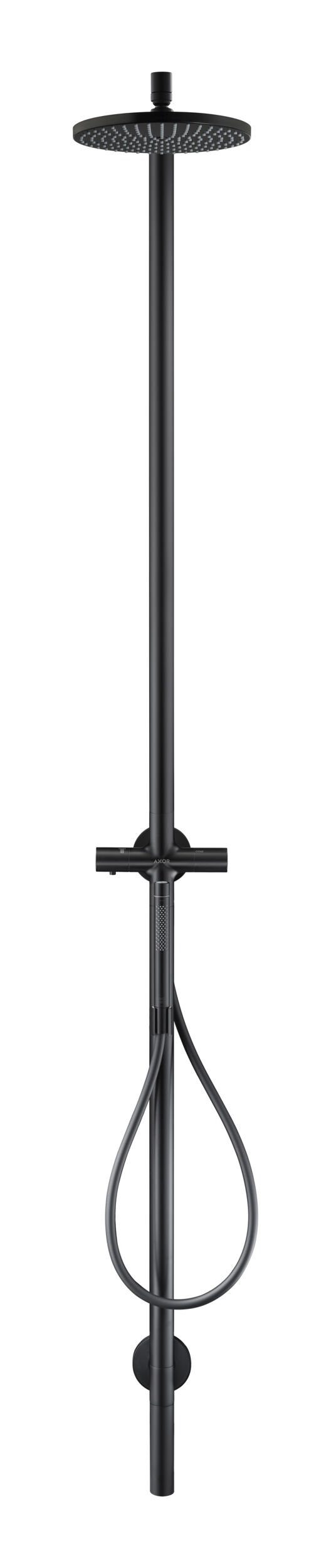 hansgrohe Duschsäule Axor Starck Nature, Mit Kopfbrause und Stabhandbrause - Mattschwarz