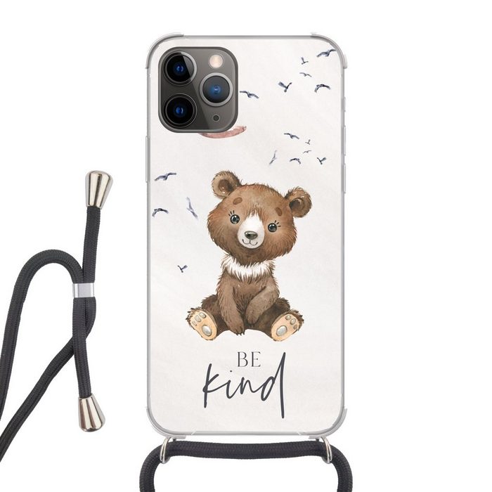 MuchoWow Handyhülle Sprichwörter - Kind sein - Kinder - Teddybär - Aquarell Handyhülle Telefonhülle Apple iPhone 13 Pro