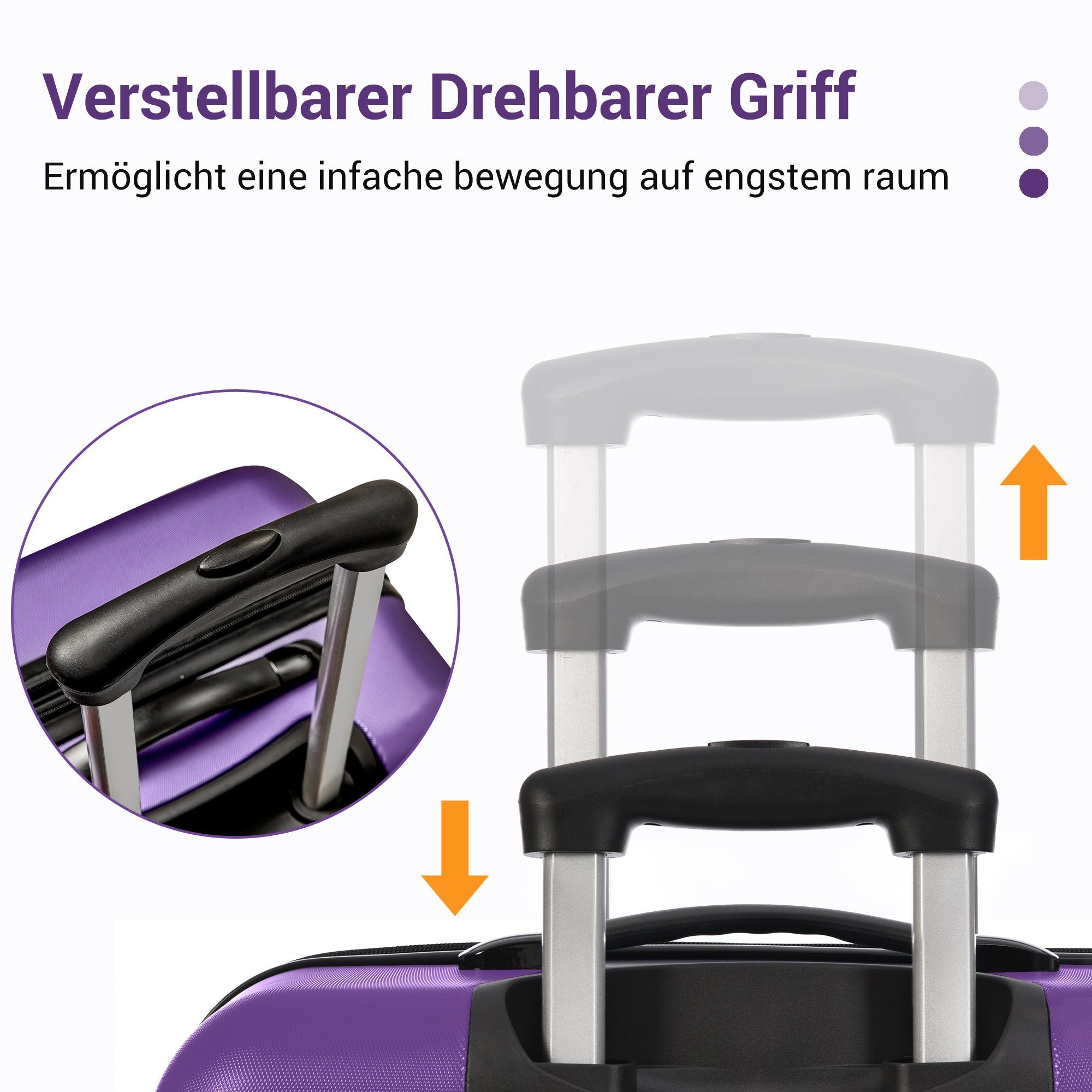 Flieks Hartschalen-Trolley, 4 Rollen, Hartschalenkoffer Handgepäck-Trolley Reisekoffer Geschäftsreisekoffer
