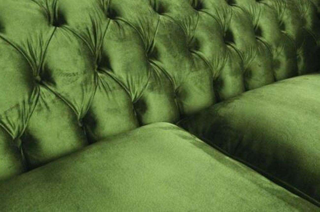 Made 3-Sitzer Sitz Polster Chesterfield Samt Europe Stoff, in Grüne Sofa Textil Couch JVmoebel Garnitur