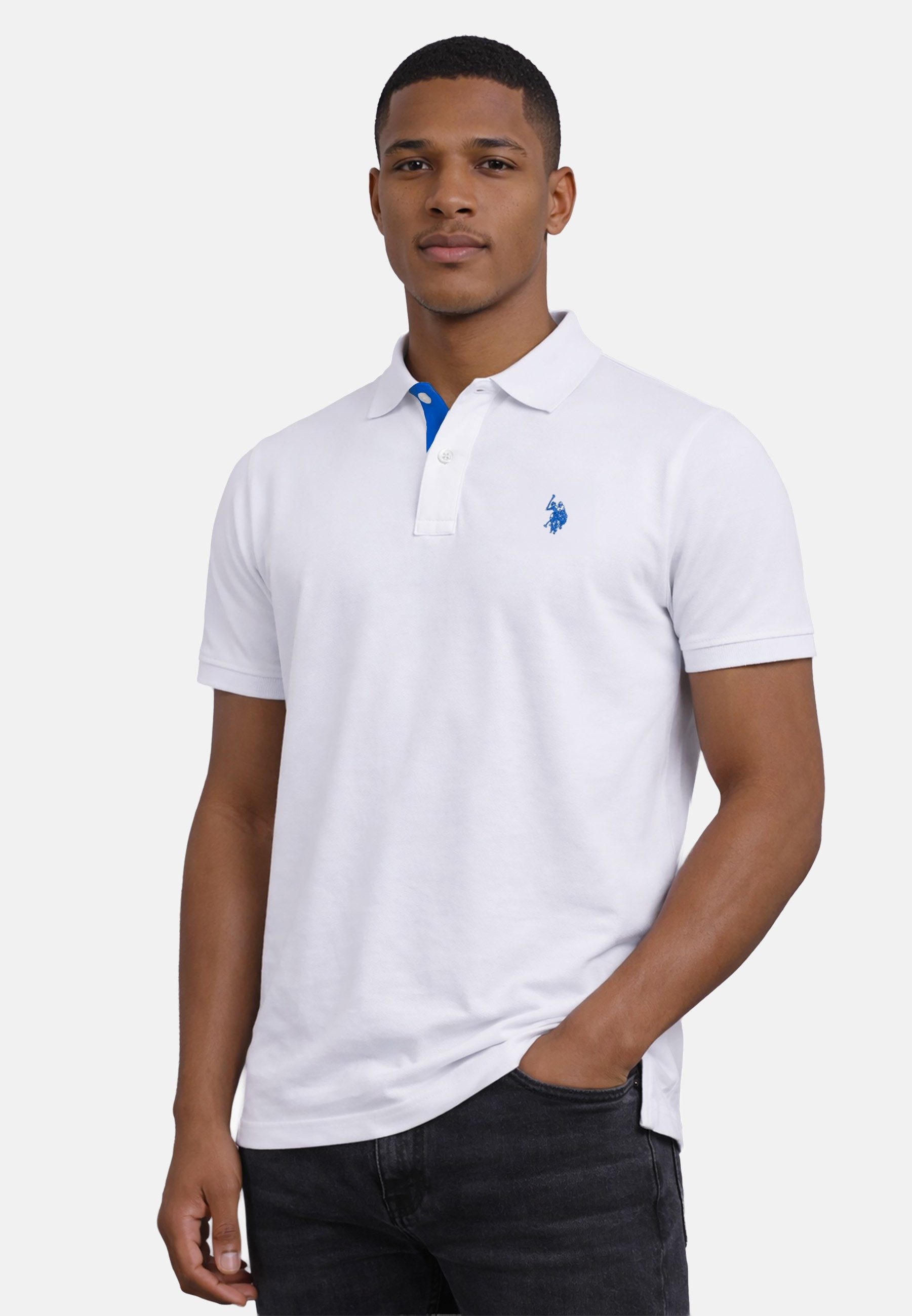 U.S. Polo Assn. Poloshirt USRyyan Piqué Shirt aus Baumwolle Poloshirt mit Knopfleiste und Logostickerei