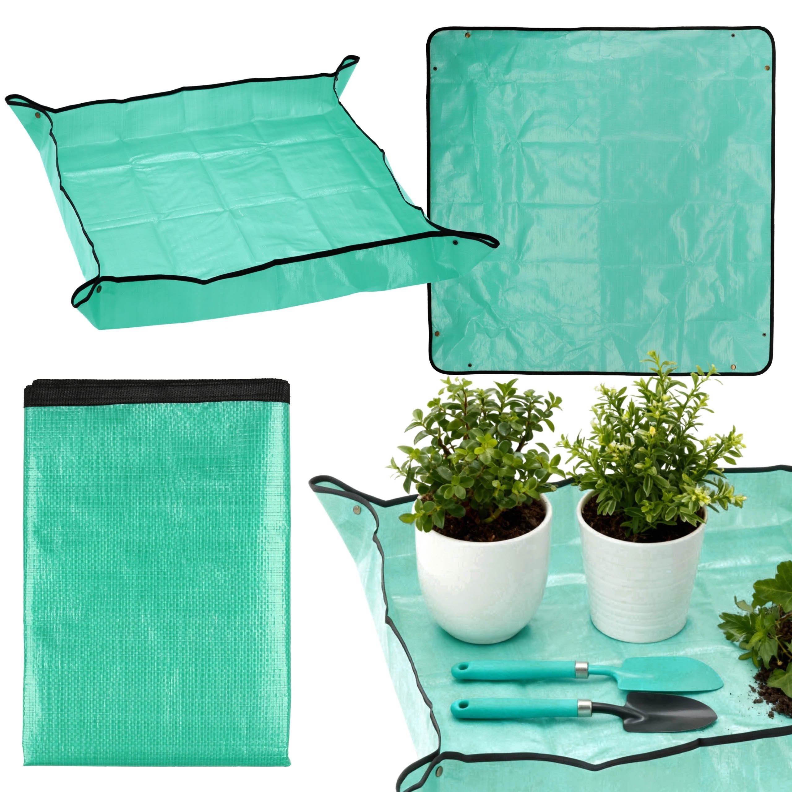 Bellushortus Gartenpflege-Set Umtopfmatte Pflanzen mit Druckknöpfen, wasserfest 100 × 100 cm