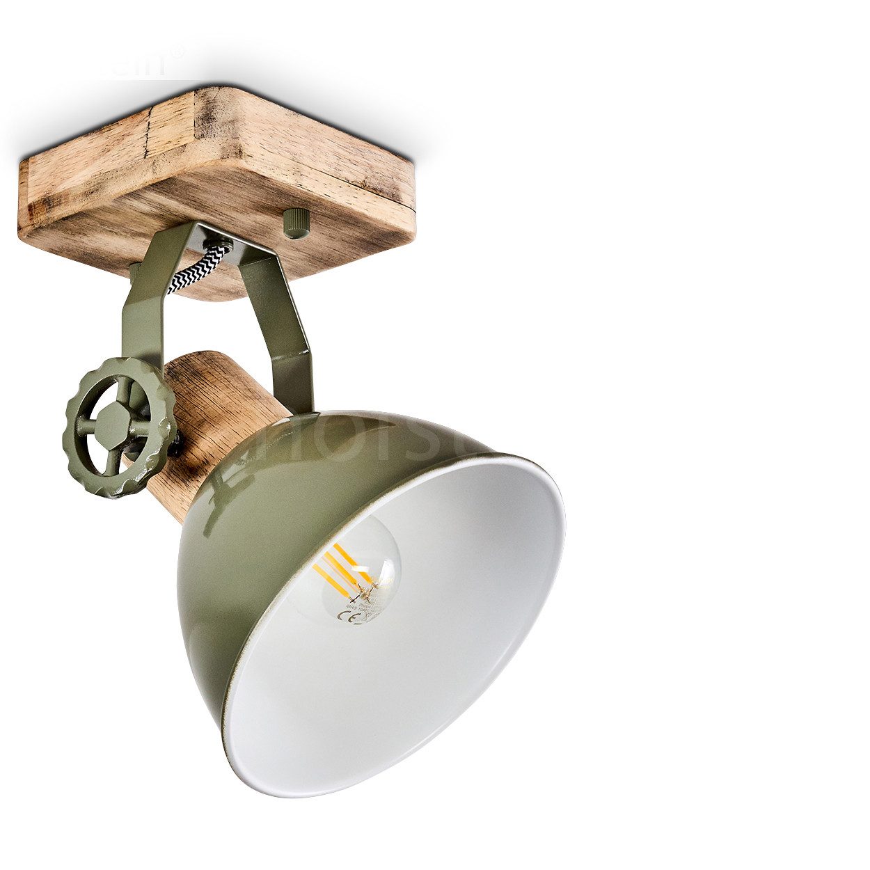 hofstein Deckenleuchte »Cotes« verstellbare Wandlampe aus Metall/Holz in Gr günstig online kaufen