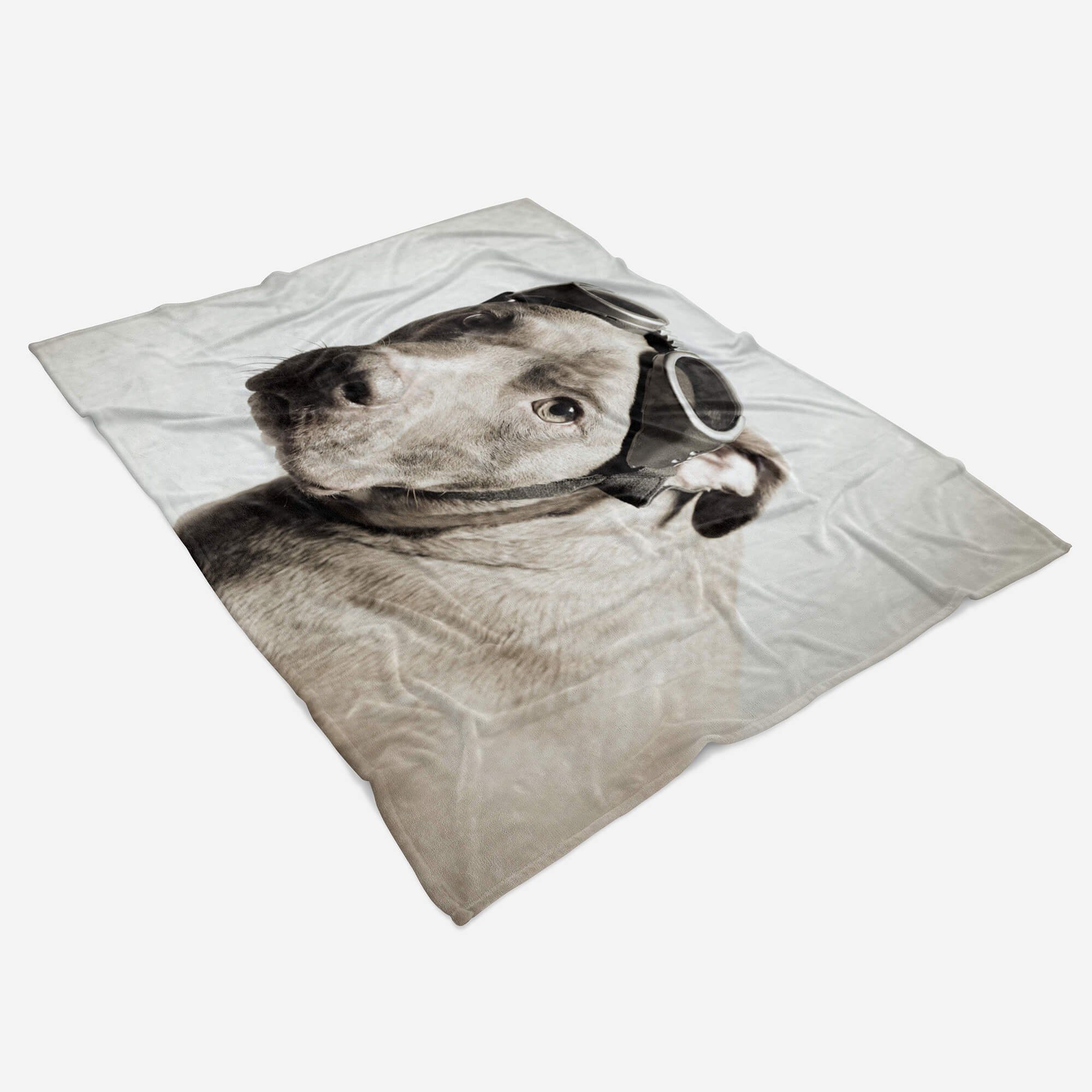 Sinus Art Handtücher Tiermotiv mit Strandhandtuch Handtuch Saunatuch Fliegerbr, (1-St), Handtuch Kuscheldecke Hund Baumwolle-Polyester-Mix mit