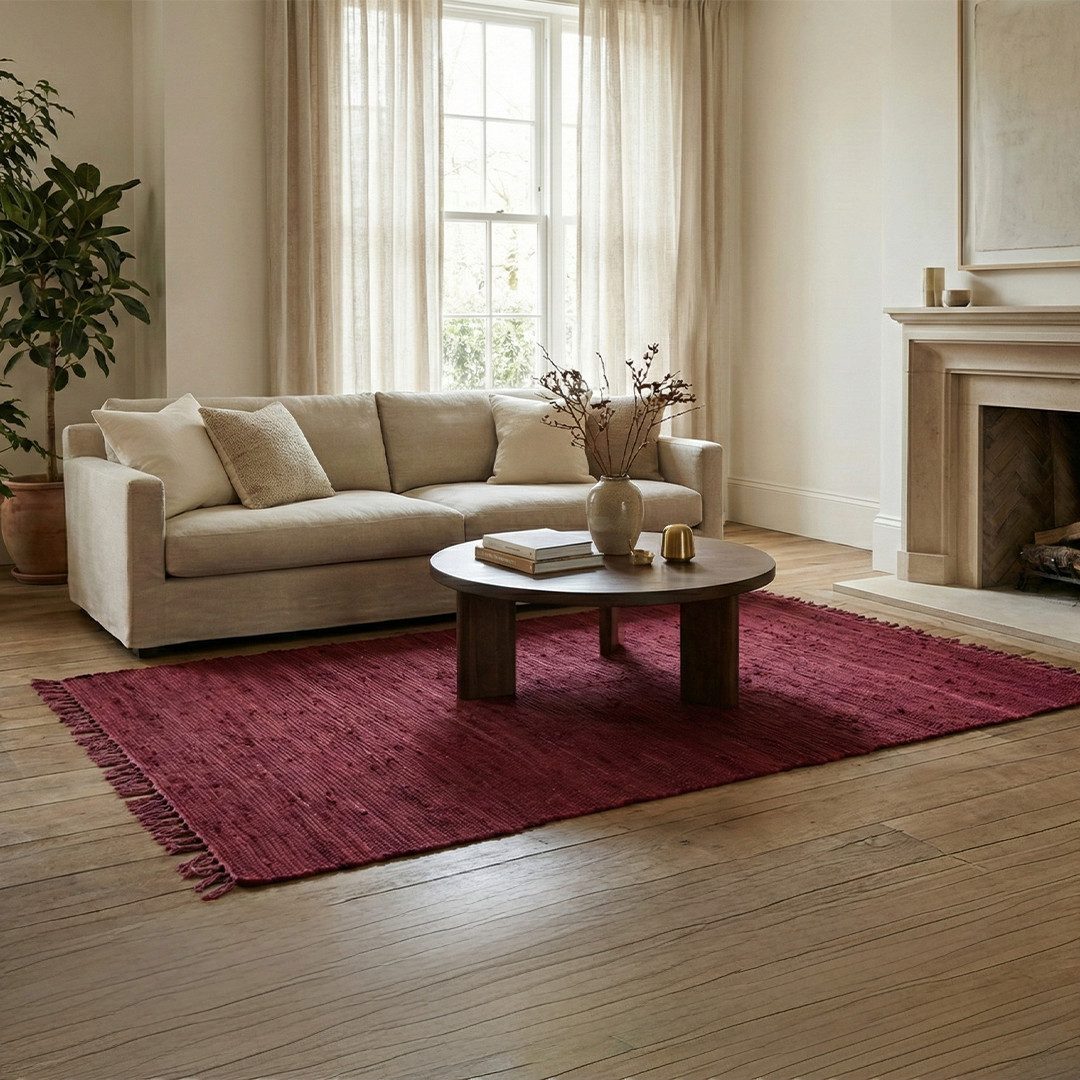 Elegant Floors Teppich Chindi Violett 60x90 cm Baumwolle handgewebt Flachgewebe wendbar Boho, Rechteckig, Höhe: 9 mm