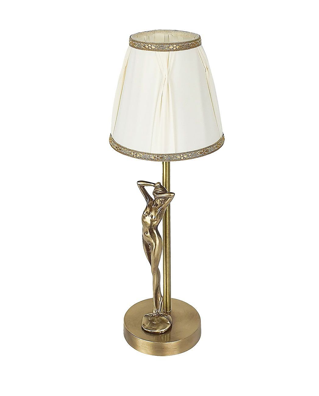 Nachttischlampe Wohnzimmerlampe Premium Tisch echtes Leuchtmittel, Messing Ø12cm Klassisch ohne Licht-Erlebnisse E27 DONNE, rund