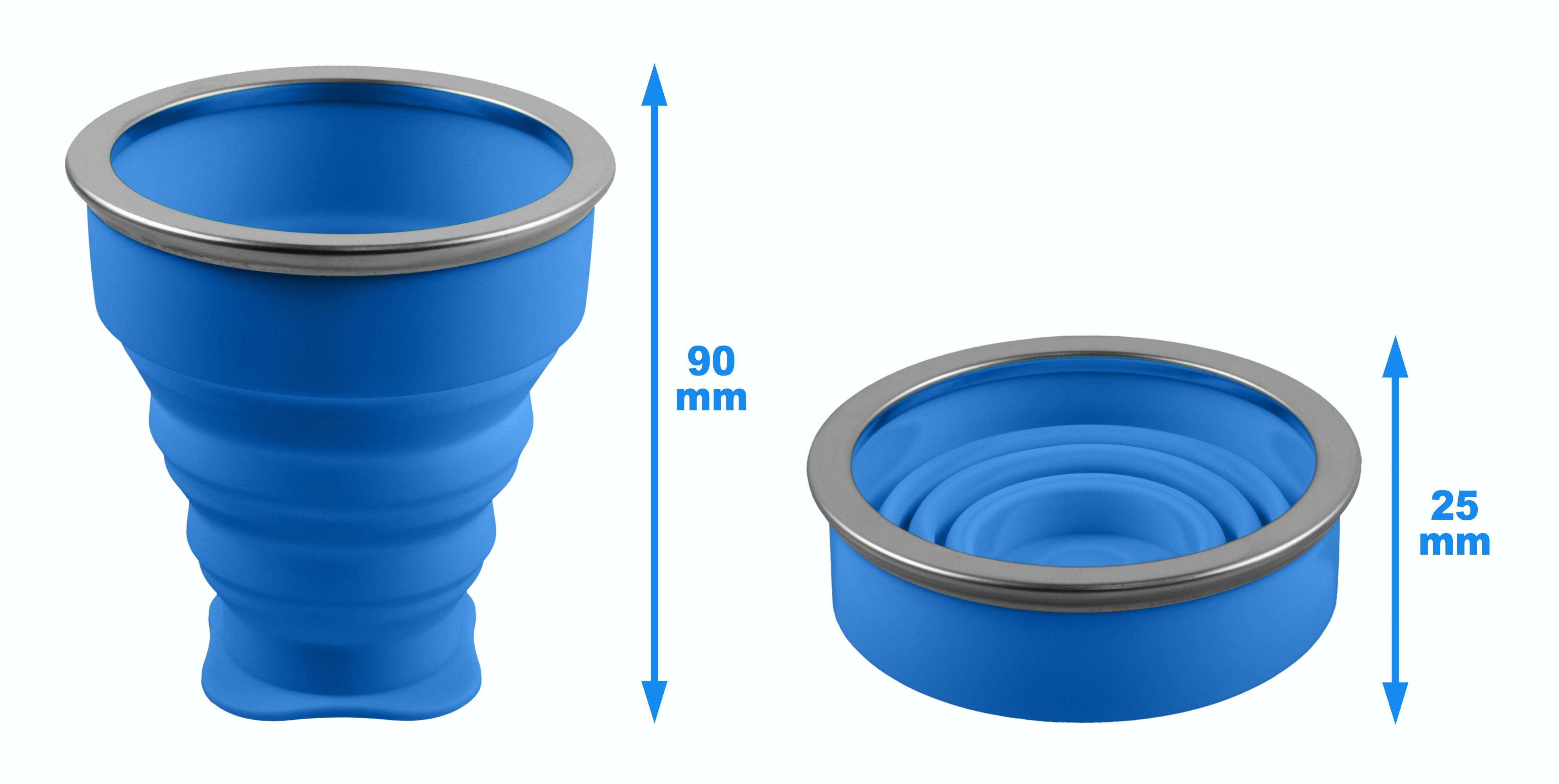 Blau – Camping 210ml SHIBBY - Trinkbecher Silikon-Becher Becher Faltbarer Reisetasse