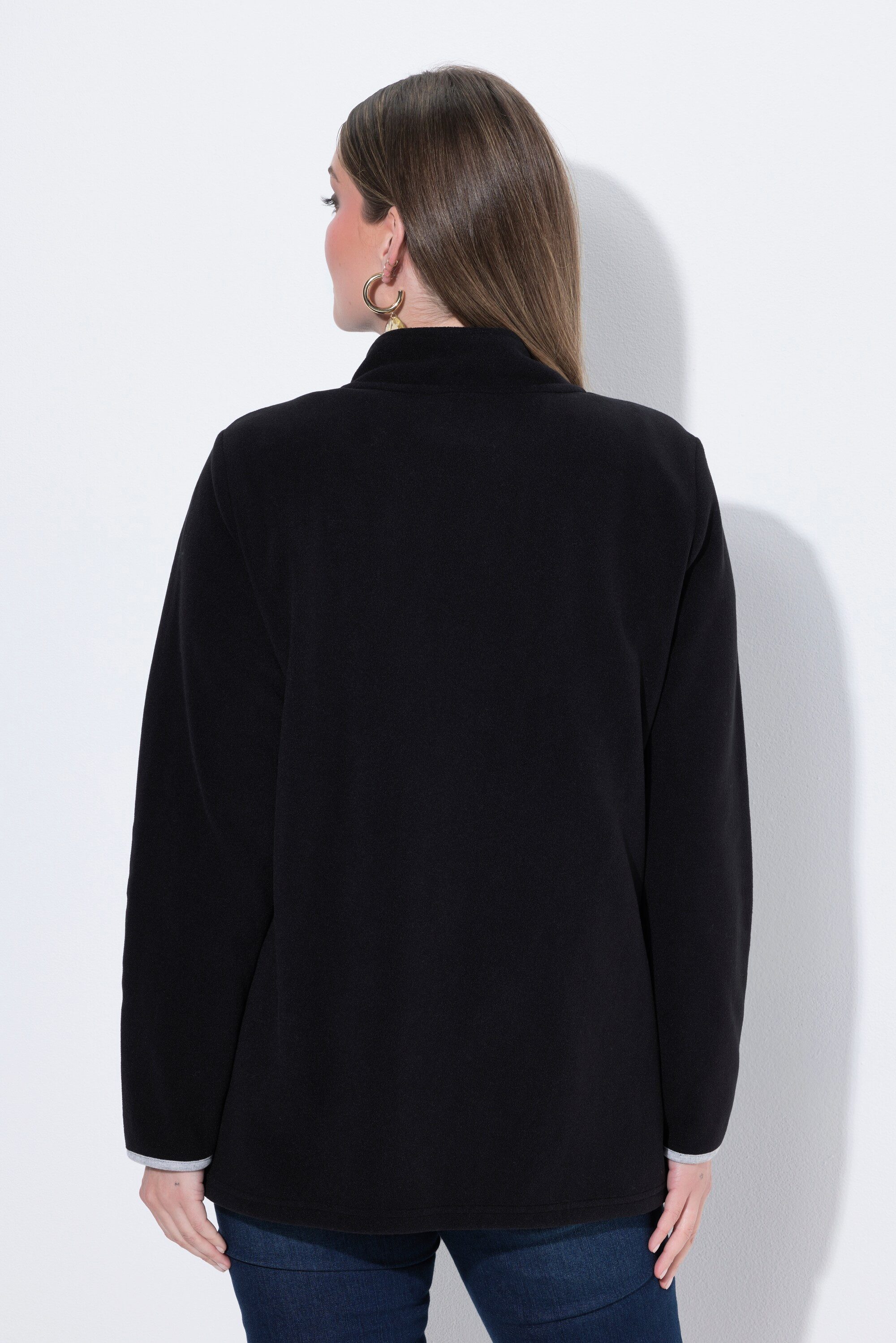 Ulla Popken Sweatjacke Trachten-Fleecejacke Edelweiß-Stickerei