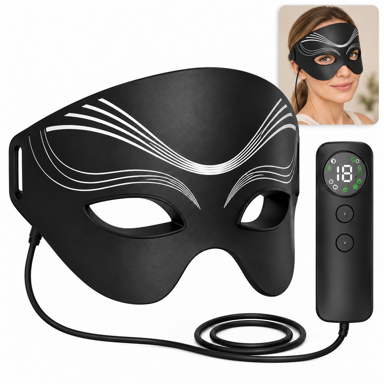 Toomoke LED-Gesichtsmaske für die Augenpartie mit Rot- und Infrarotlicht, Augenmaske für Augenpflege und kosmetische Lichtpflege zu Hause, 4 Lichtmodi, 50 LED-Module, 150 Chips, 460/660/850 nm, 2000 mAh