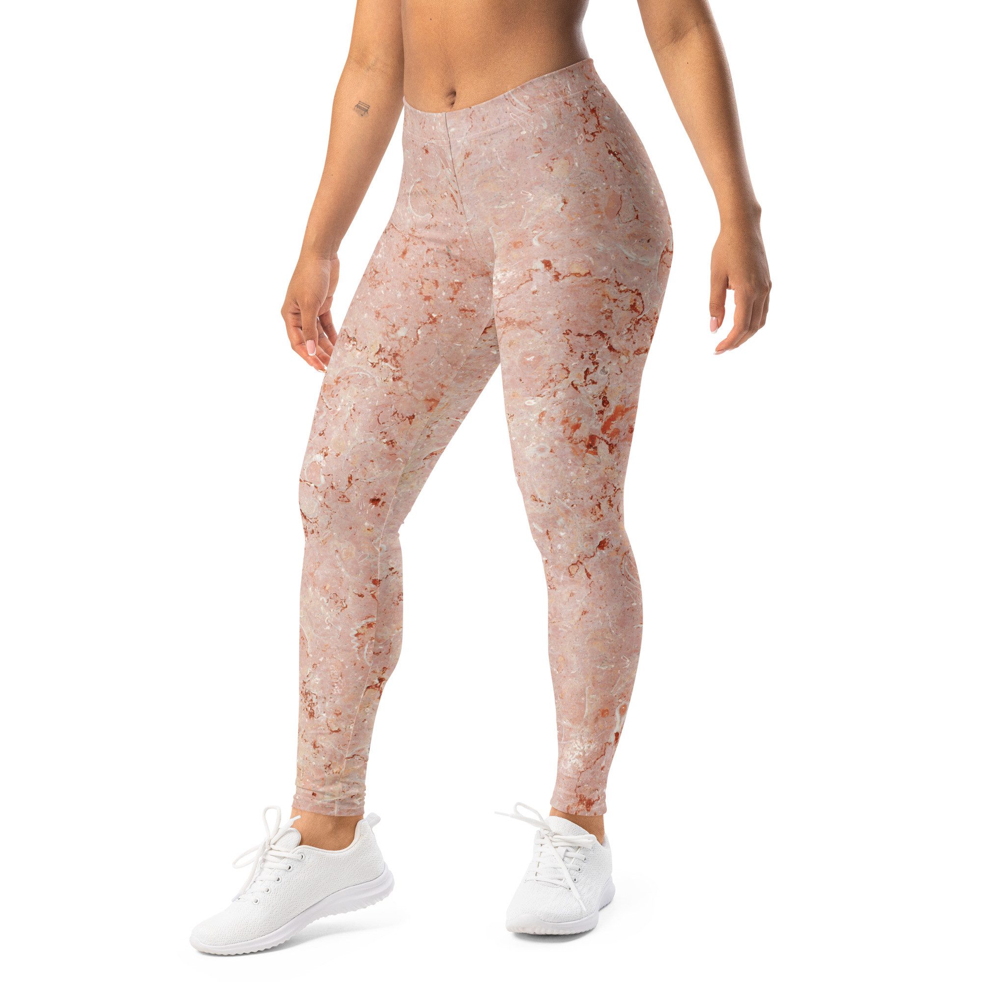 DECALVIBES Funktionsleggings Damen Leggings Basic Red Marmor Blickdicht, 4-Wege-Stretch, elastischer Bund, weiches Material