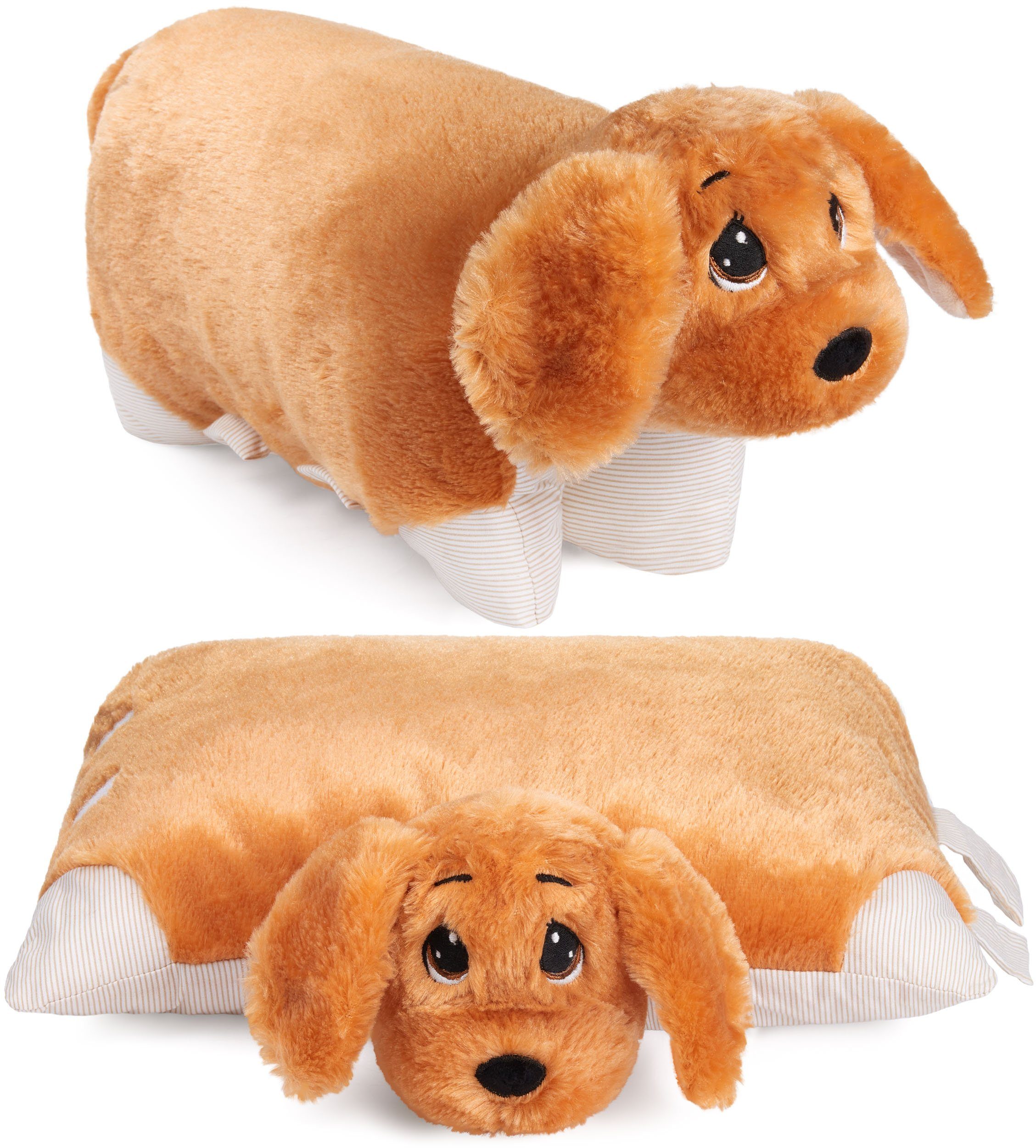 Kuscheltier Kuscheltierkissen Hund - 2 in 1 Plüschtier und Kuschelkissen