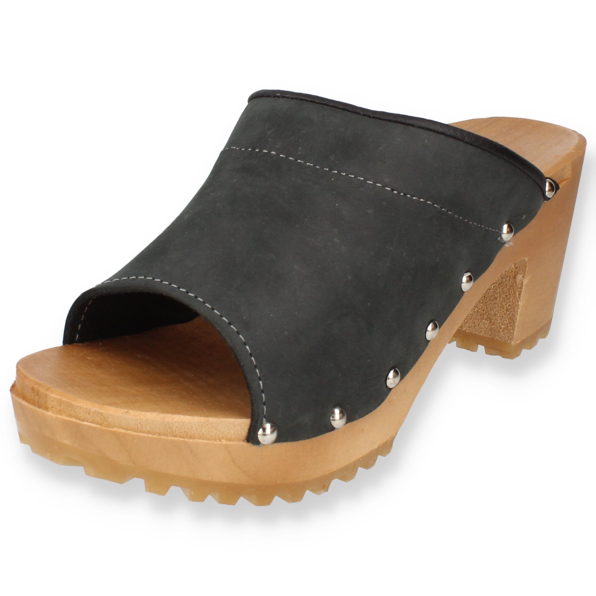 Cloque Bodajk Offener Damen Leder Clogs mit Absatz, Holzsohle Clog (1 Paar) günstig online kaufen
