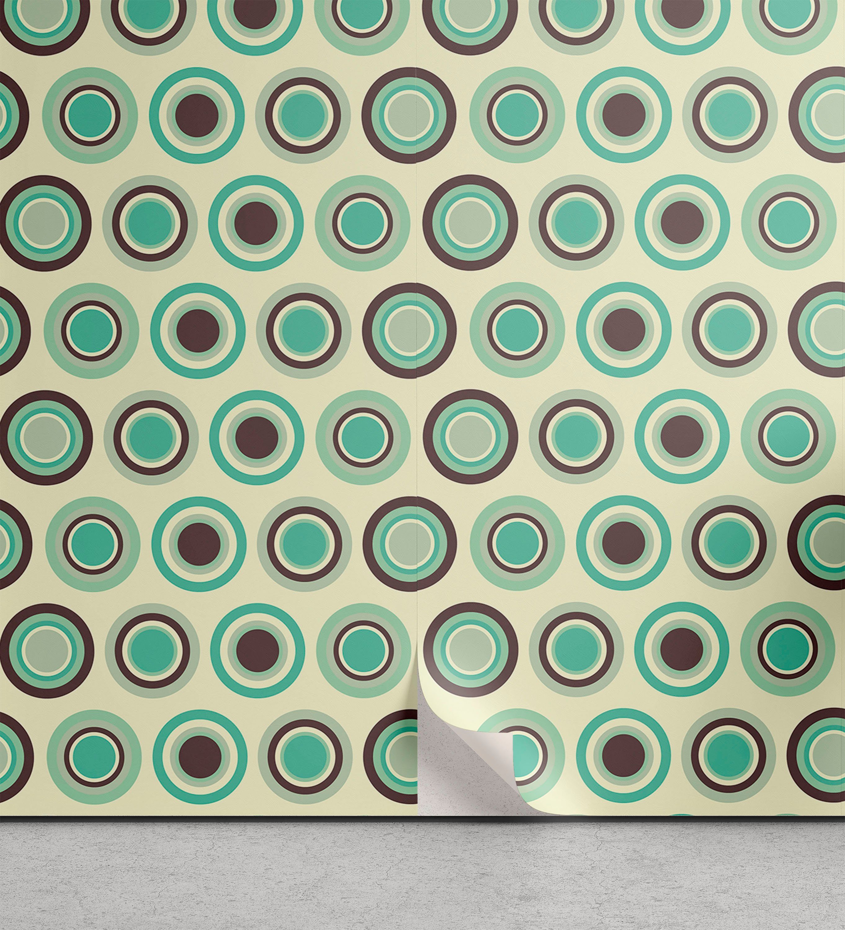 Abakuhaus Vinyltapete selbstklebendes Wohnzimmer Küchenakzent, Retro Tupfen-Pastell-Muster