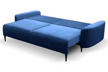 MOEBLO Schlafsofa VENCE, Schlafcouch mit Bettfunktion Sofa Couch für Wohnzimmer Schlafsofa Federkern Sofagarnitur Polstersofa Samtstoff, mit Schlaffunktion und Bettkasten, - (BxHxT): 244x92x102 cm