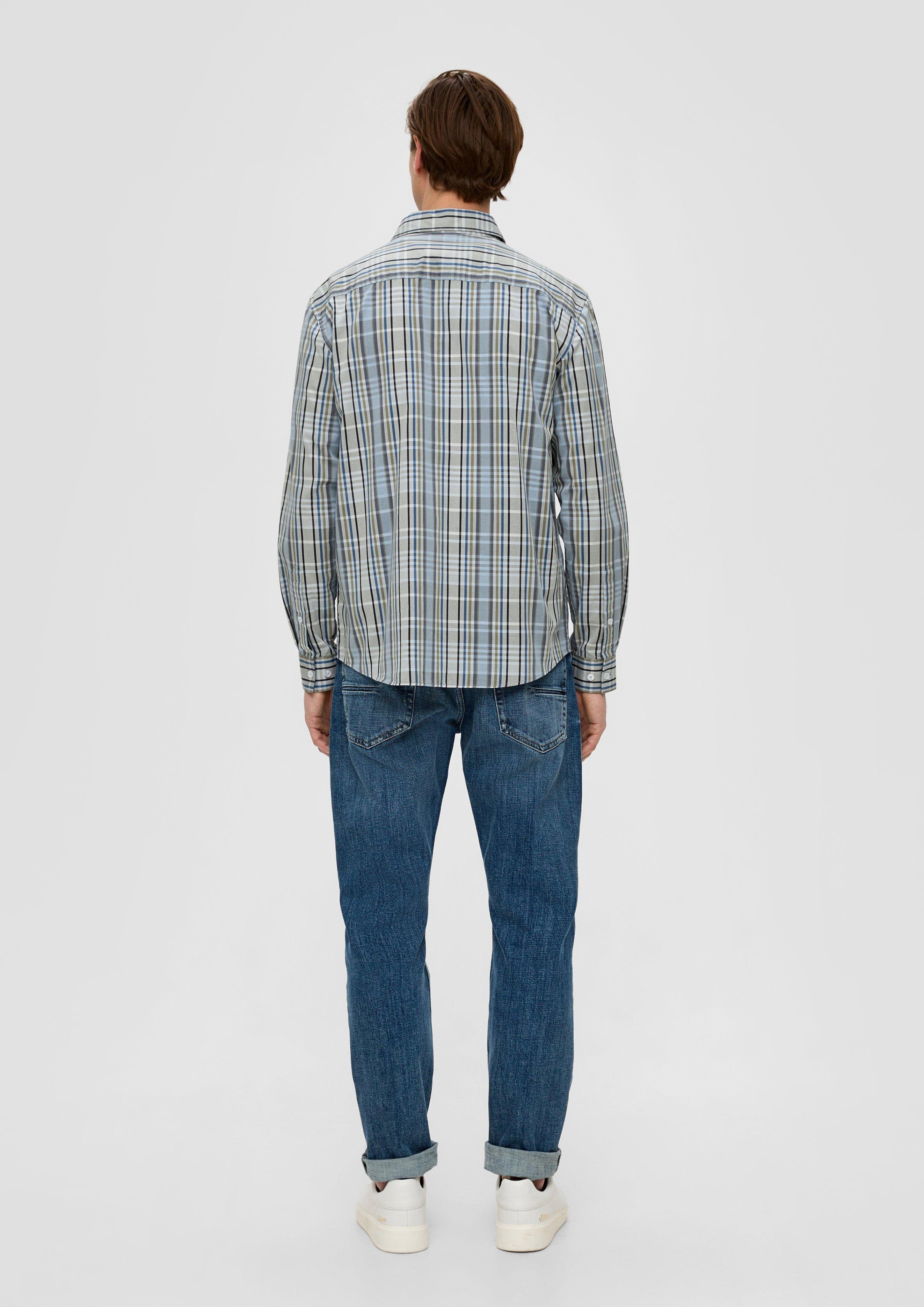 s.Oliver Langarmhemd Regular: Hemd Tape aus salbeigrün Baumwolle