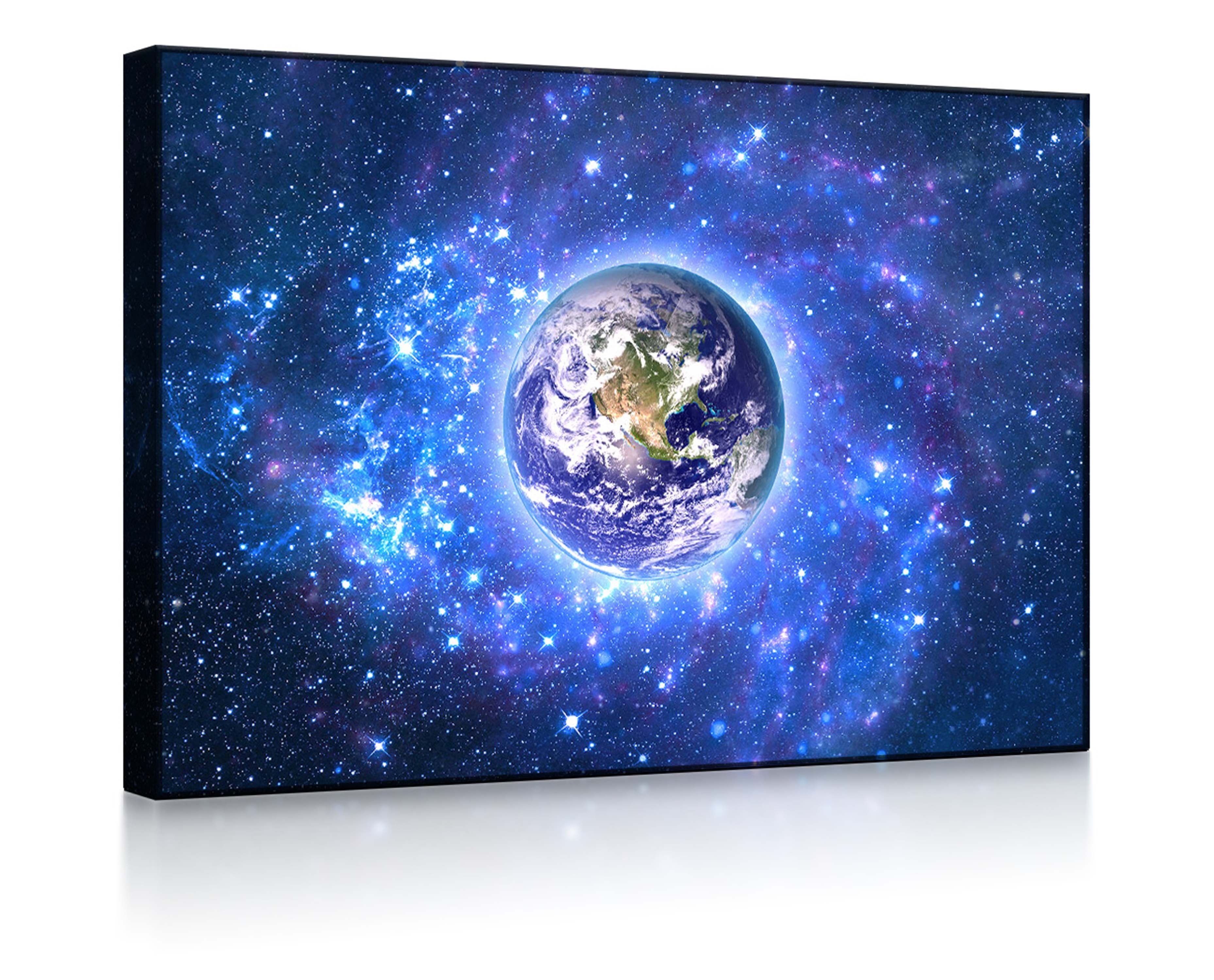 lightbox-multicolor LED-Bild Planet Erde im Weltraum front lighted / 60x40cm, Leuchtbild mit Fernbedienung