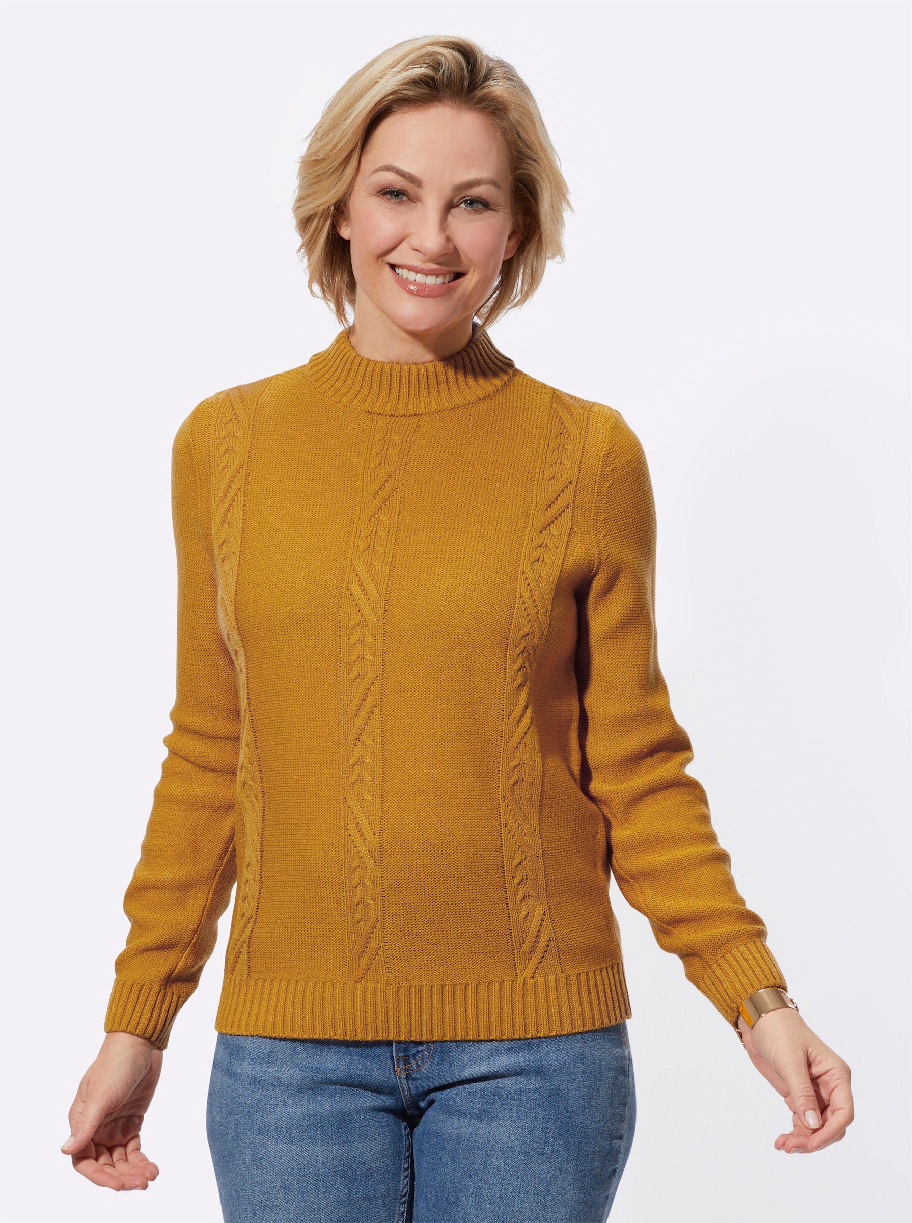 Strickpullover Pullover Langarm Zopfmuster
