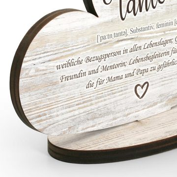 Kreative Feder Dekoobjekt Herz-Aufsteller „Patentante“ - freistehende Holz-Deko, tischdeko wohndeko liebe familie patin tante taufe