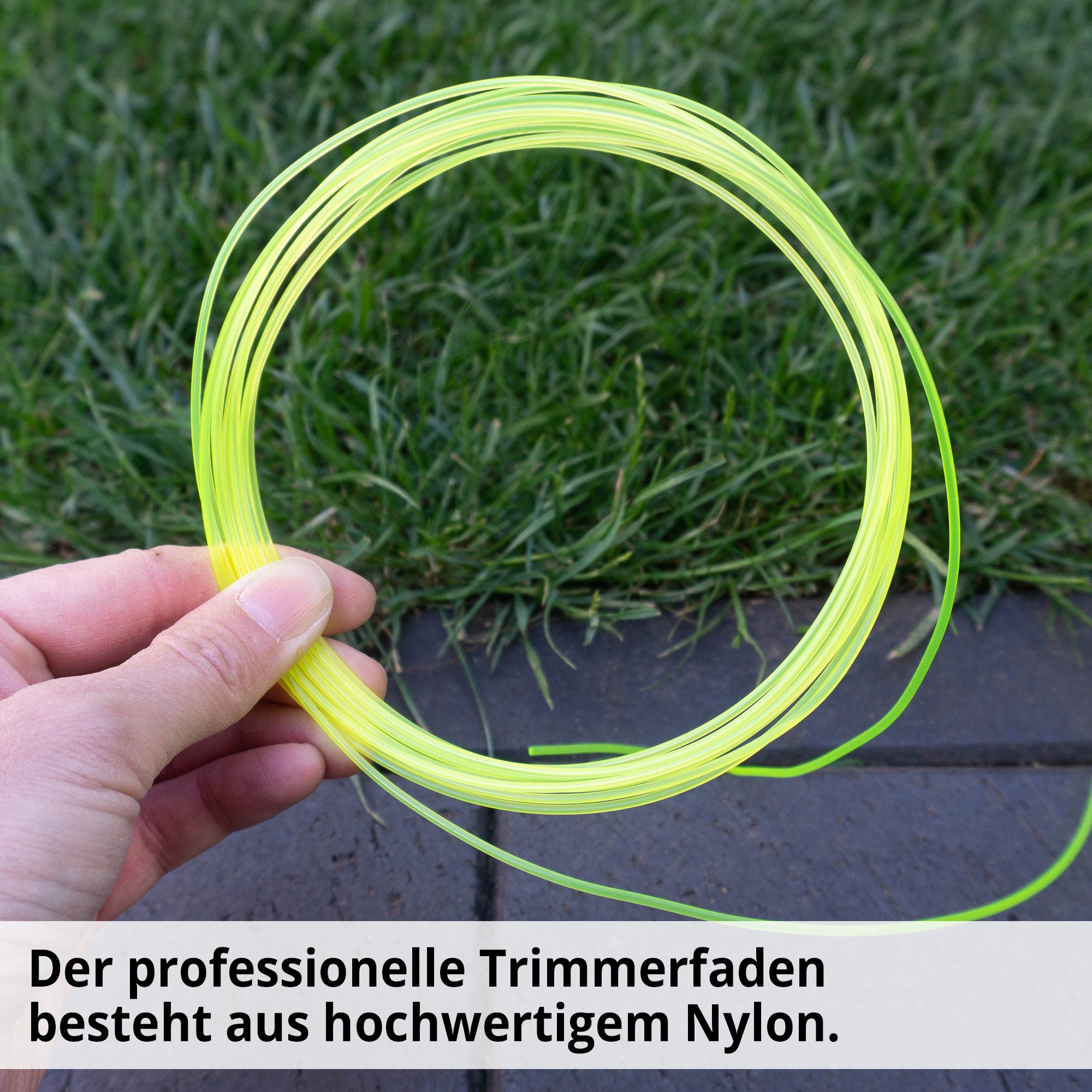 Hecht Rasentrimmer-Ersatzspule 10018016 Trimmerfaden 1,6 mm Mähfaden Nylonfaden neongelb, 180 m Fadenlänge, Rundfaden für Motorsense, reißfest, witterungsbeständig