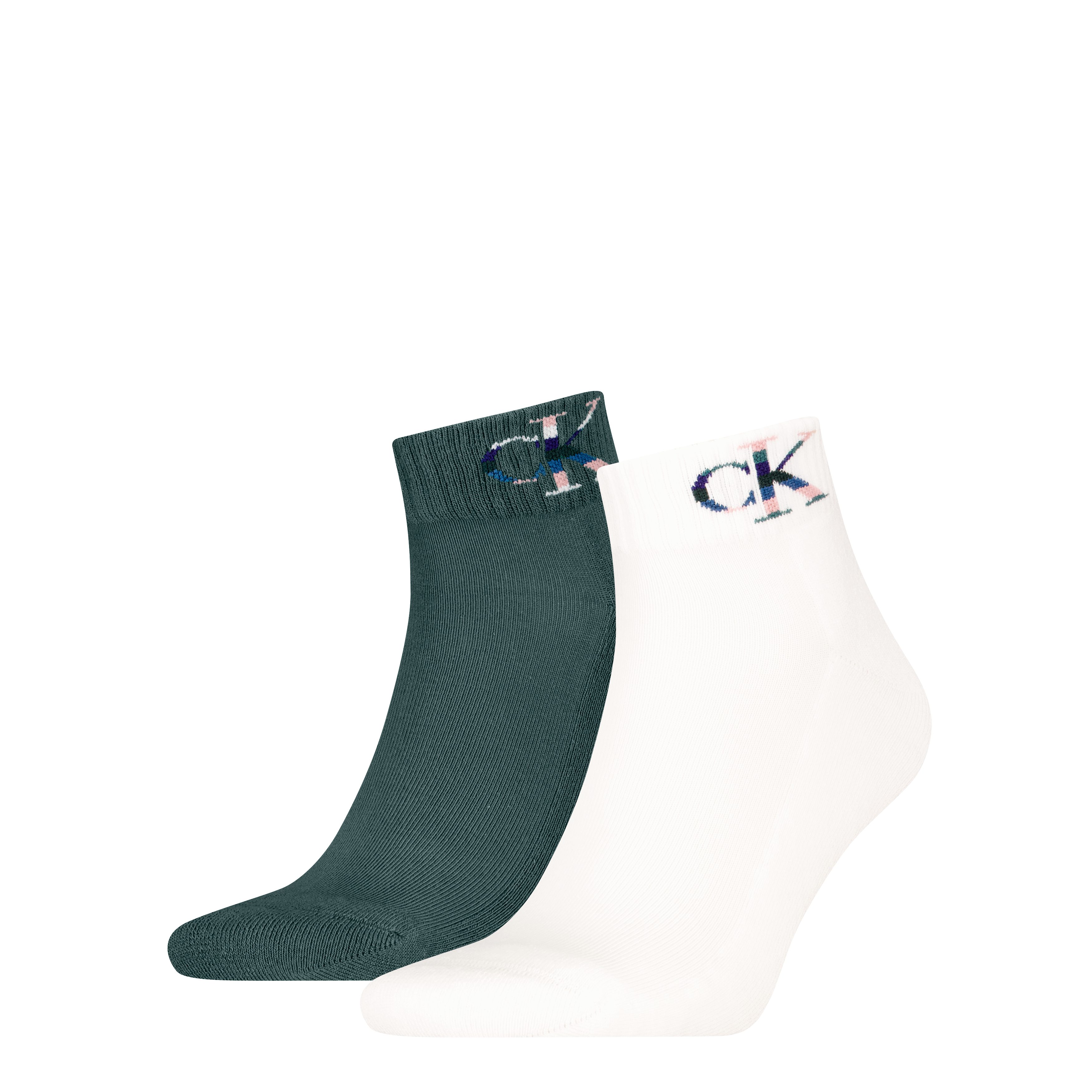 Calvin Klein Jeans Kurzsocken CKJ MEN QUARTER 2P MONOGRAM (2-Paar, 2 Paar) mit dezenter Logostickerei