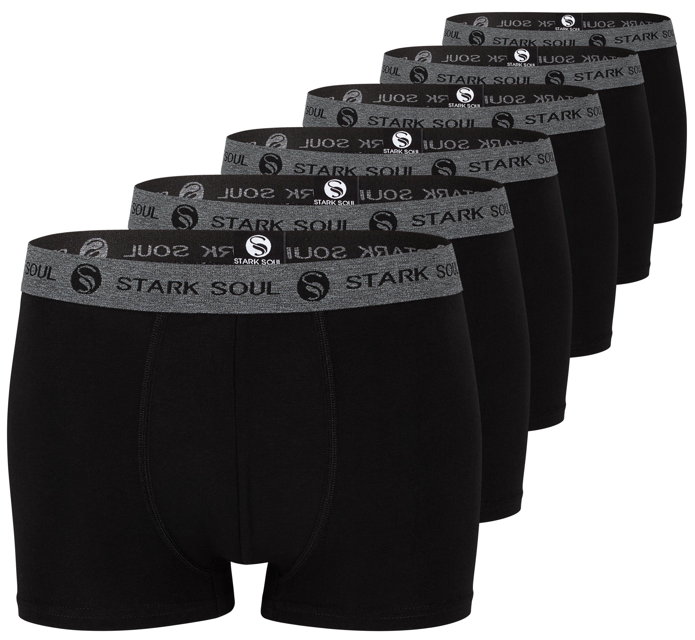 Stark Soul® Boxershorts, Pack, 6er-Pack Herren im 6er Baumwoll-Unterhosen Hipster Boxershorts Schwarz