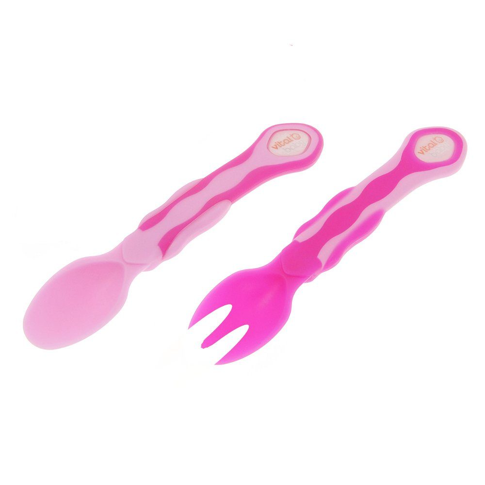 Vital Baby Kinderbesteck Gabel- und Löffelset 2er Set, ergonomisches Kinderbesteck