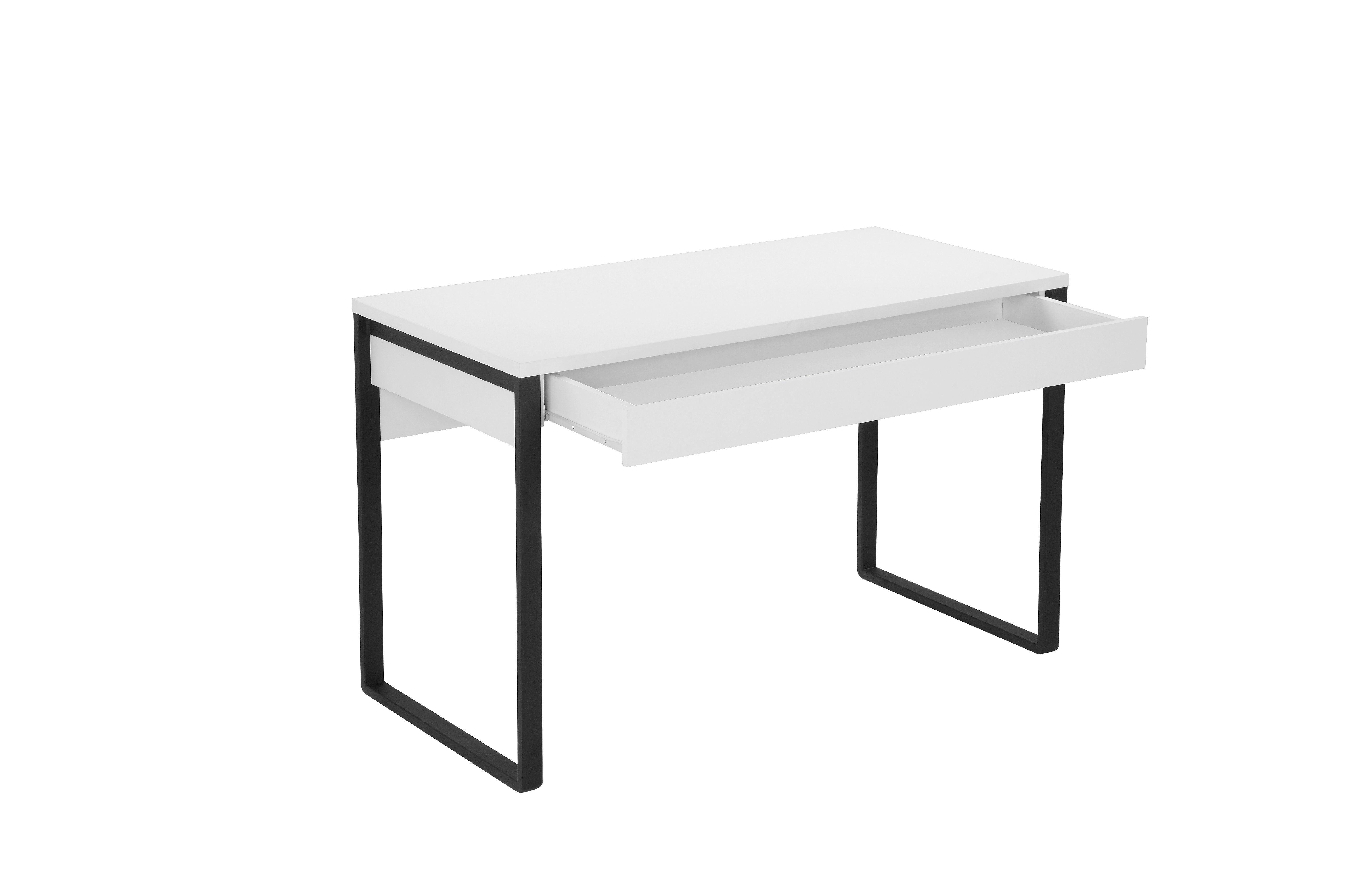 prima Places of weiß Design, Metallbeinen 120 | Moid, weiß/schwarz & im modernen cm, Schublade Style Computertisch mit Breite Schreibtisch