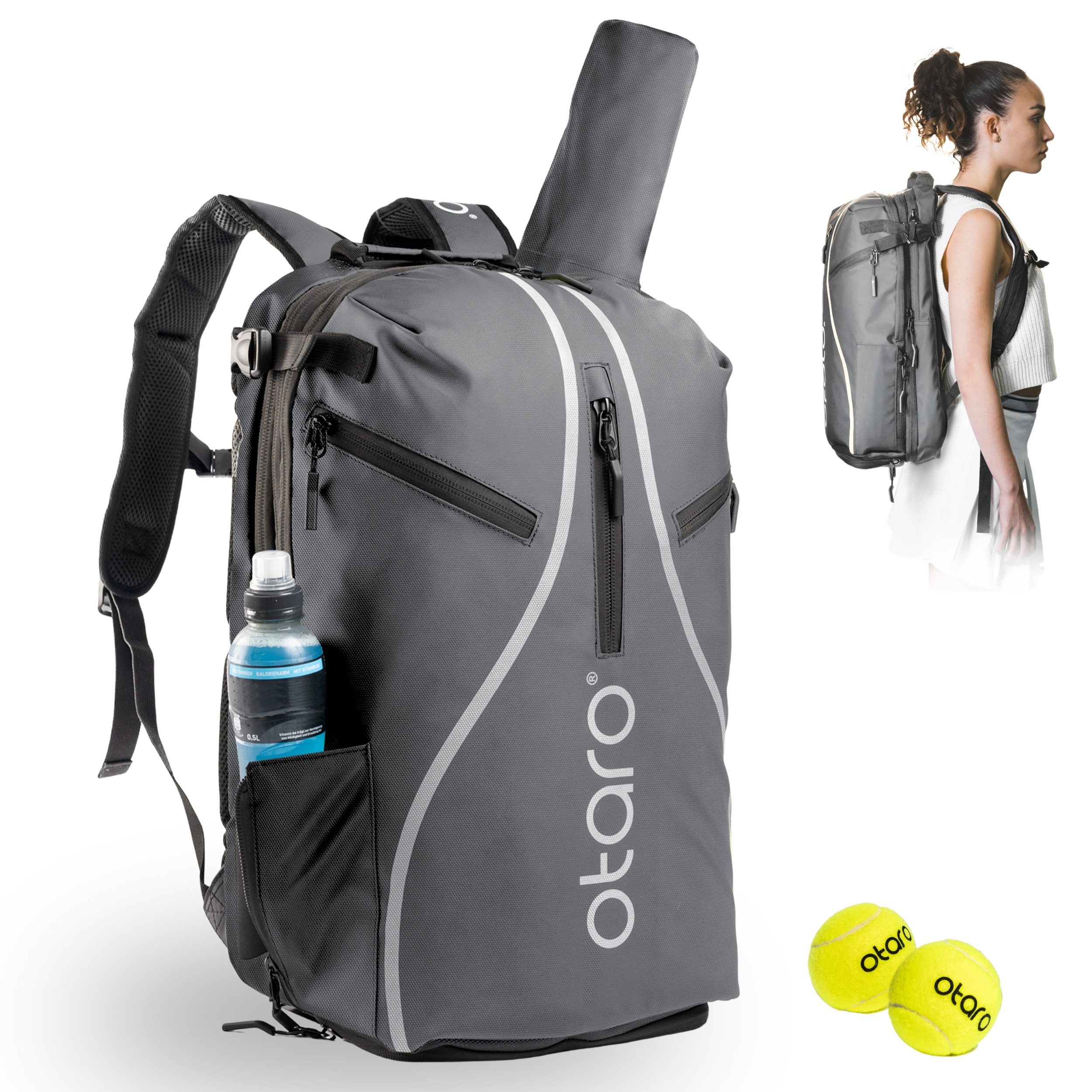 Otaro Tennisrucksack Tennisrucksack mit Schuhfach für 2 Schläger, Pro 42L